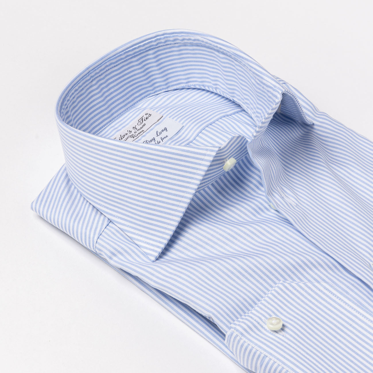 Camicia classica Tailor's & Ties in cotone a righe bianco e azzurro
