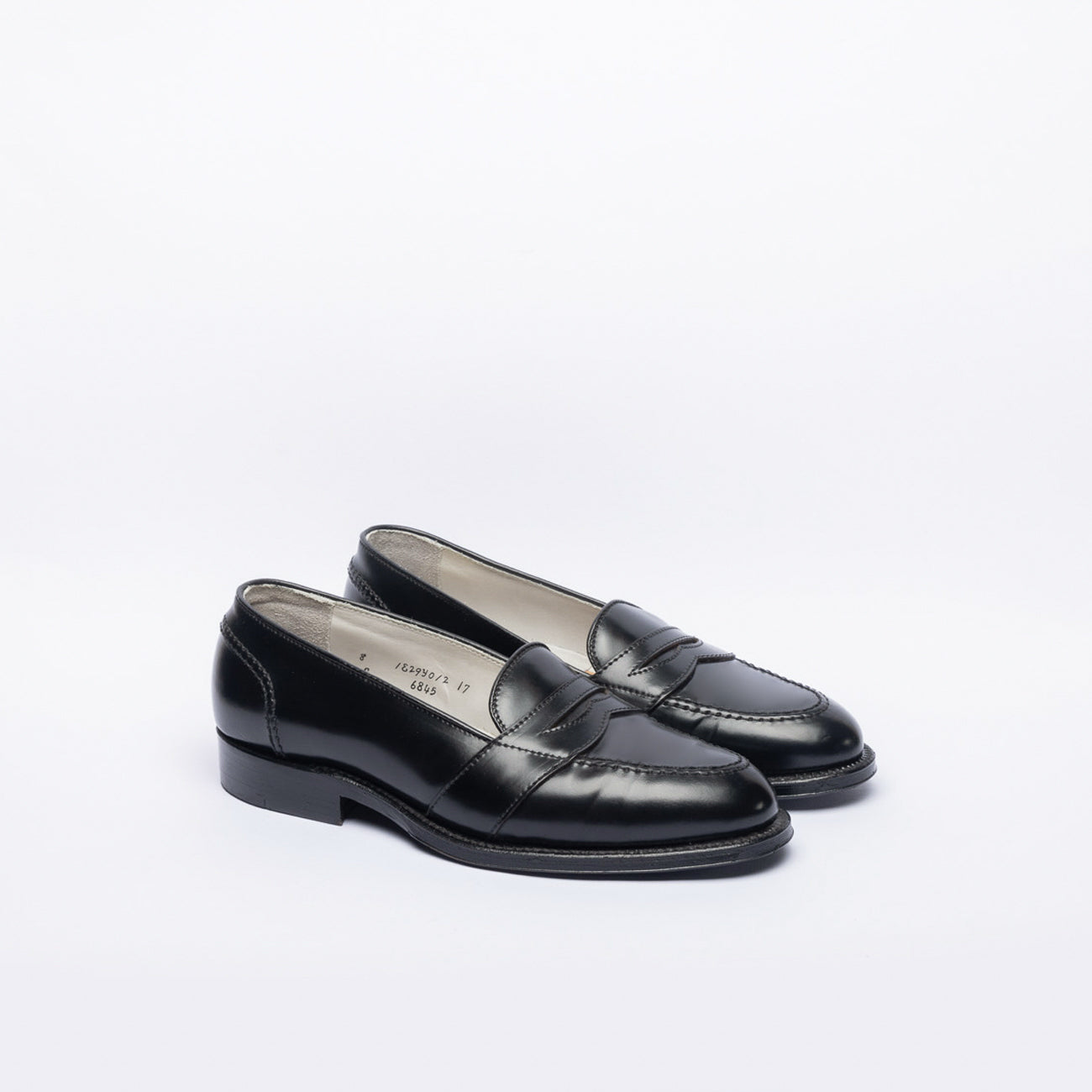 Alden 6845 black shell cordovan full strap penny loafer