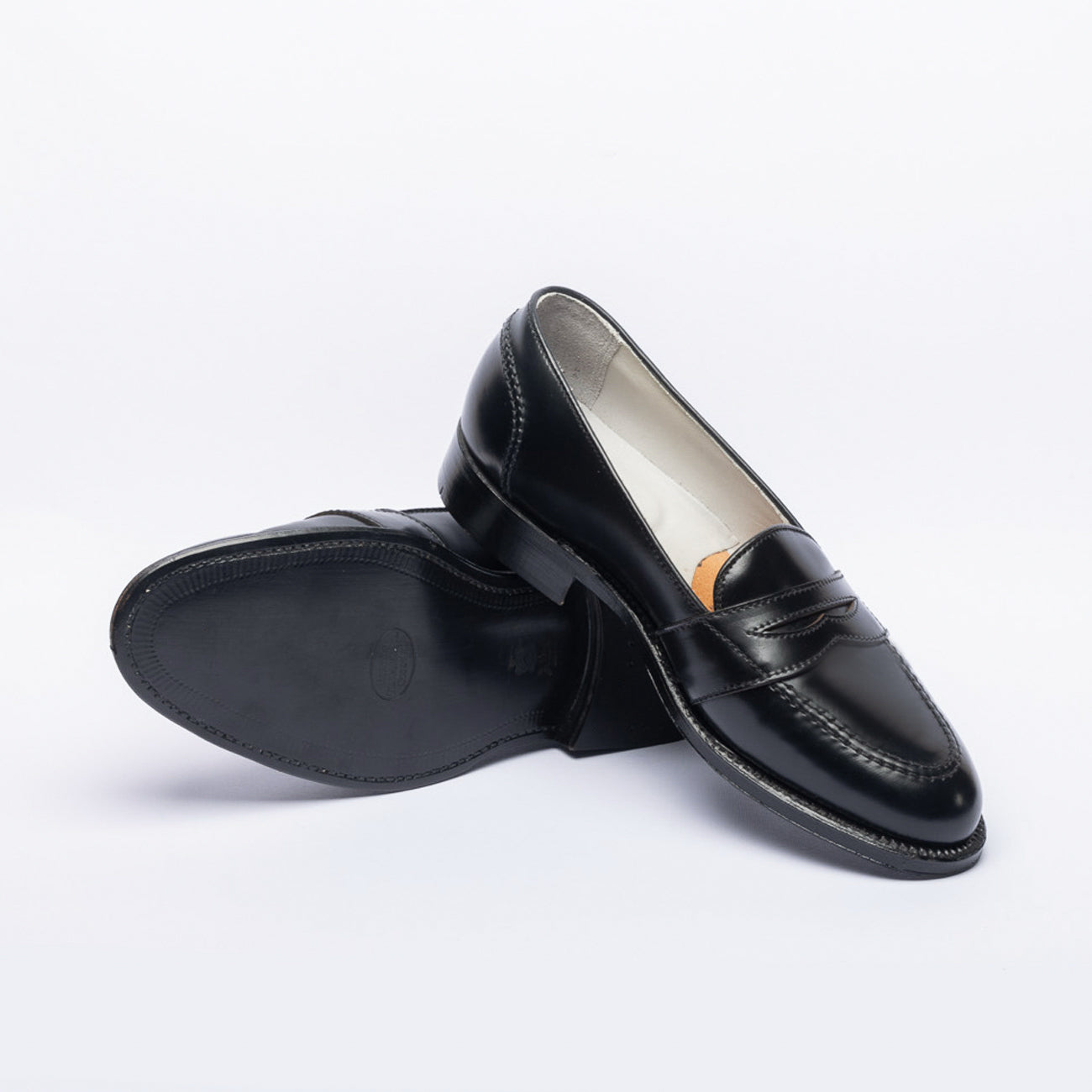 Alden 6845 black shell cordovan full strap penny loafer