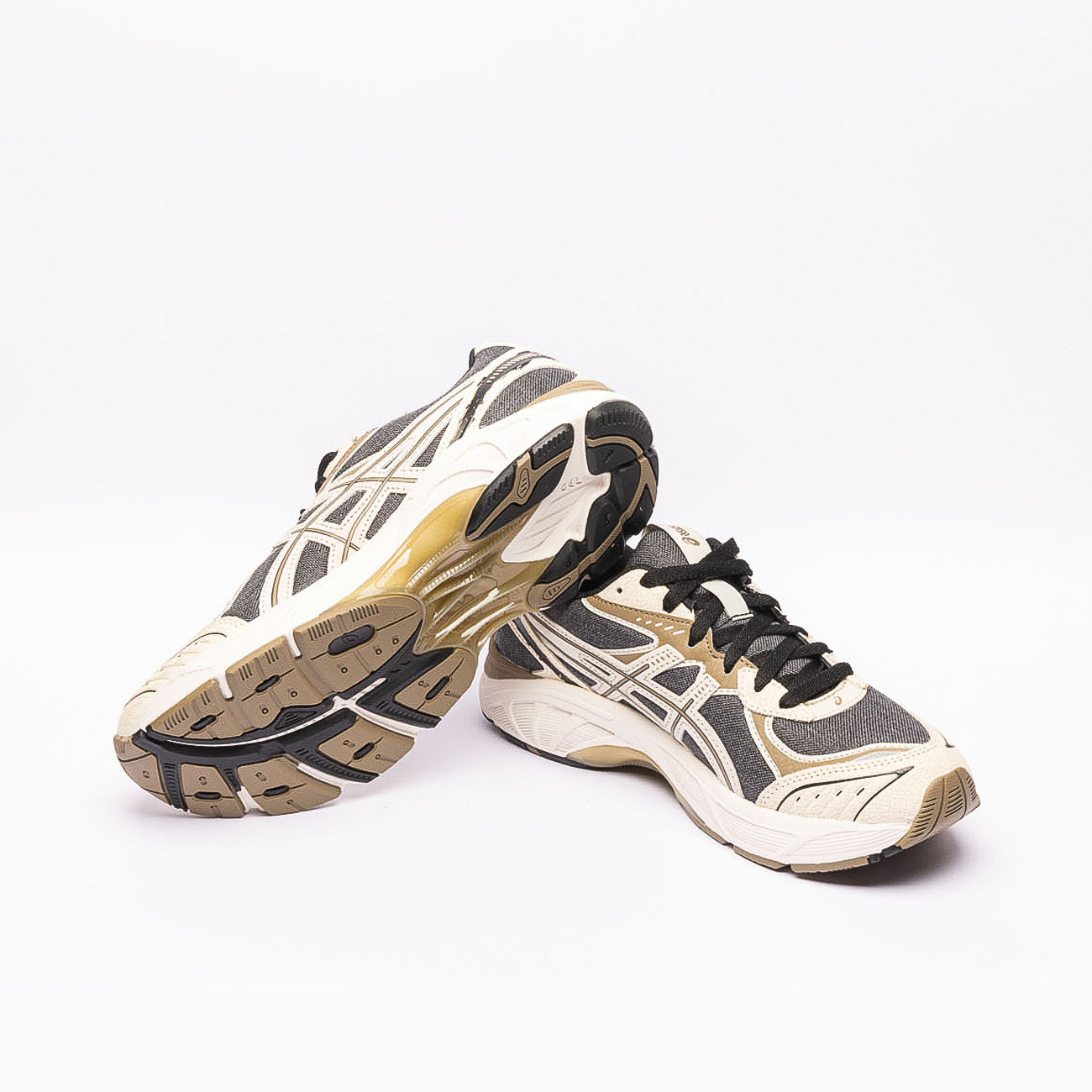 Sneaker running Asics GT-2160 in pelle beige e tessuto grigio