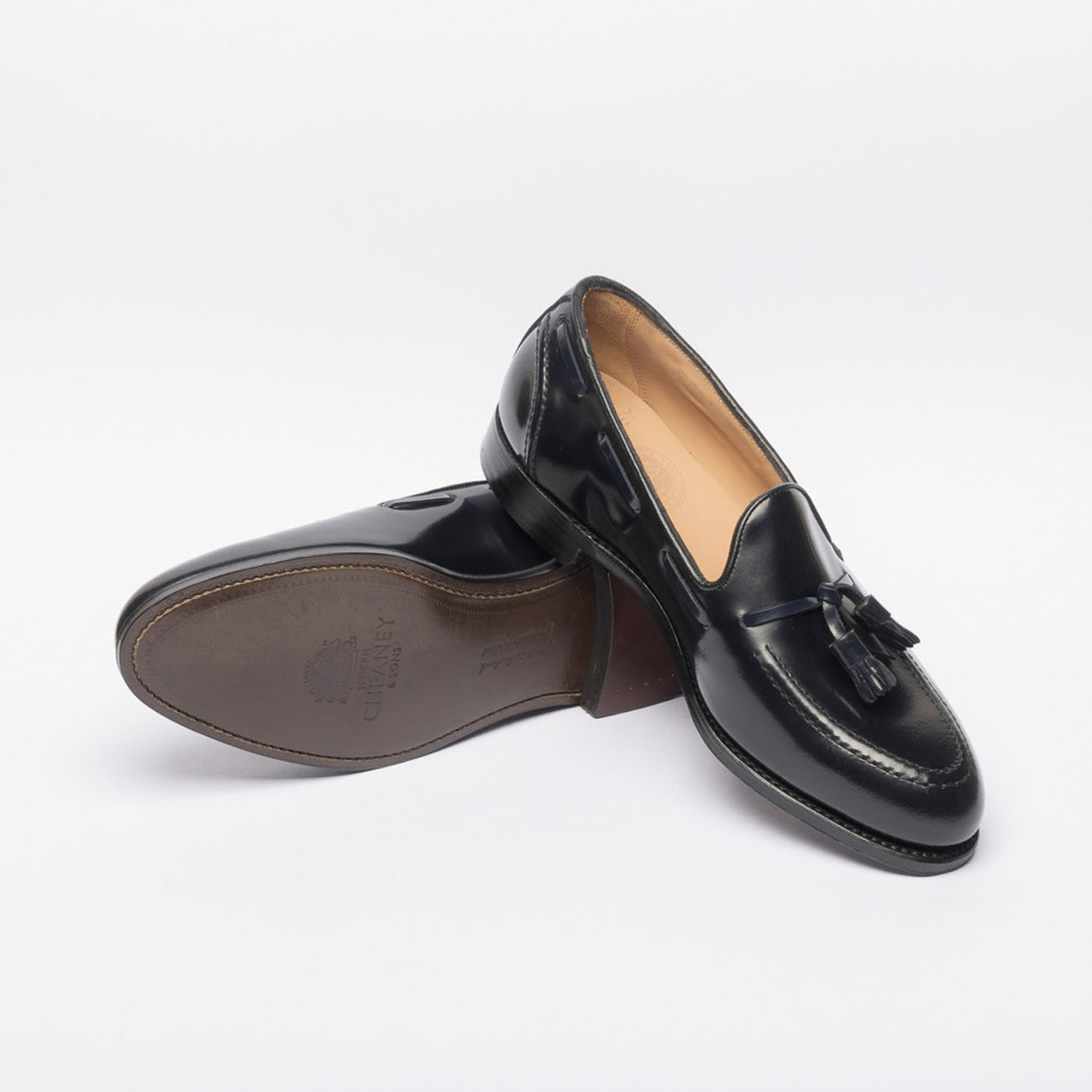 Mocassino con nappine Cheaney Joseph & Sons Harry II EF in pelle spazzolata blu