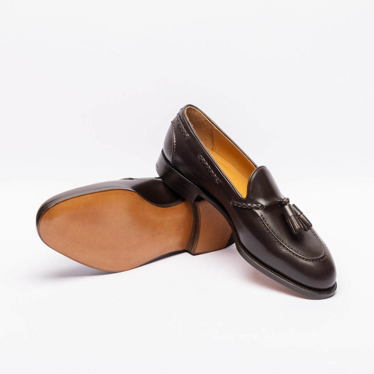 Edward Green Belgravia tassel loafers in brown leather (Espresso calf)
