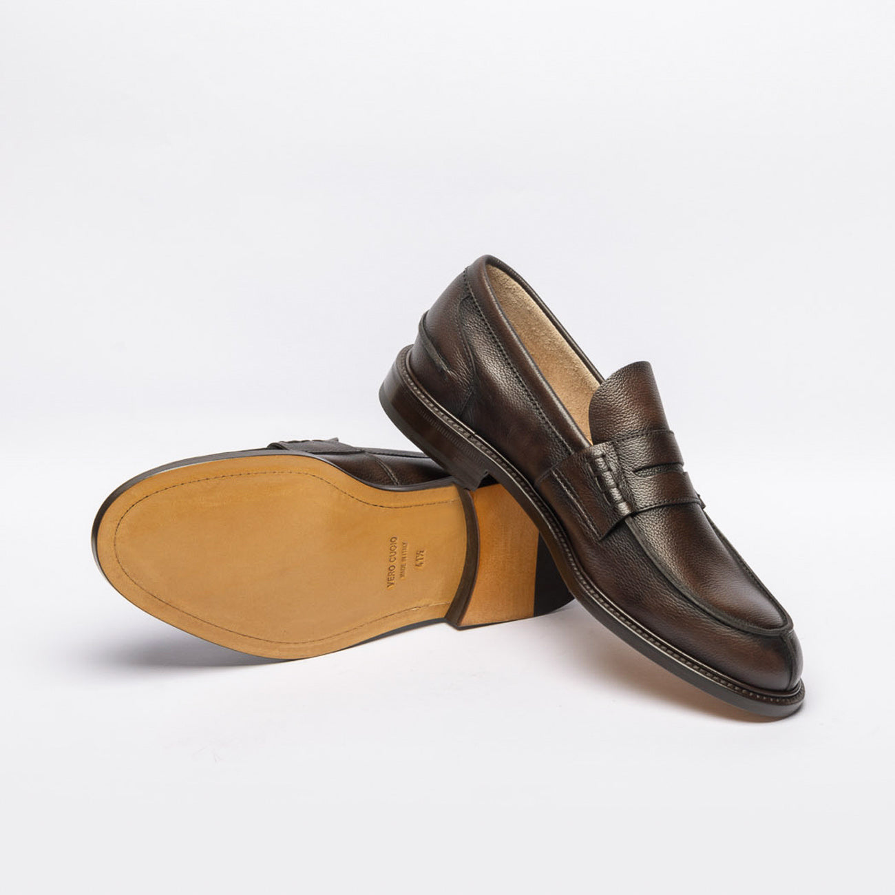 Mocassino penny Borghini 784 in pelle martellata marrone