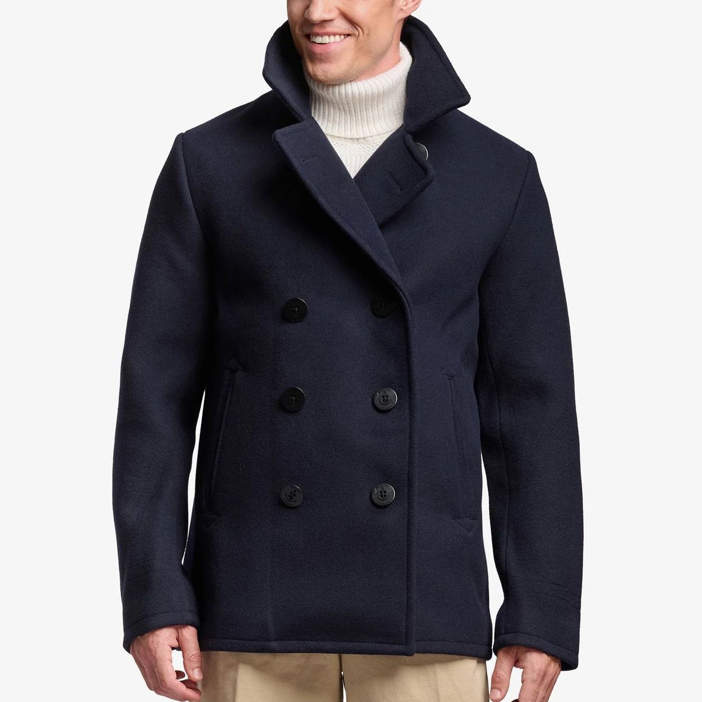 Caban doppiopetto Sebago Reefers Bonded Wool in misto lana blu