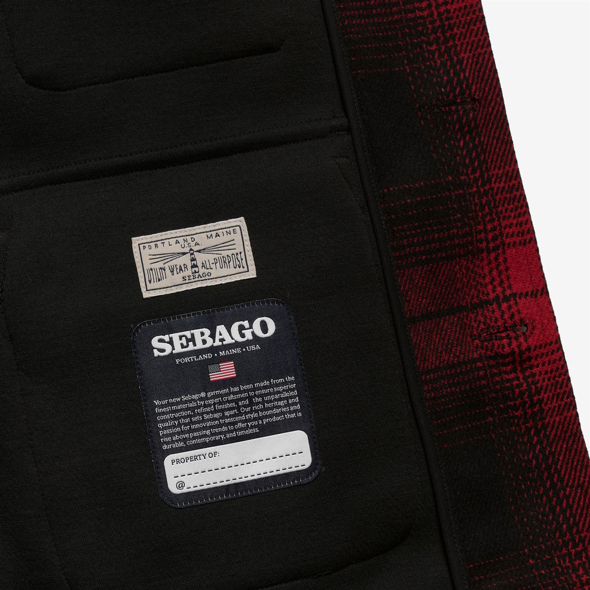 Giacca monopetto Sebago Ranger Check in lana rossa e nera