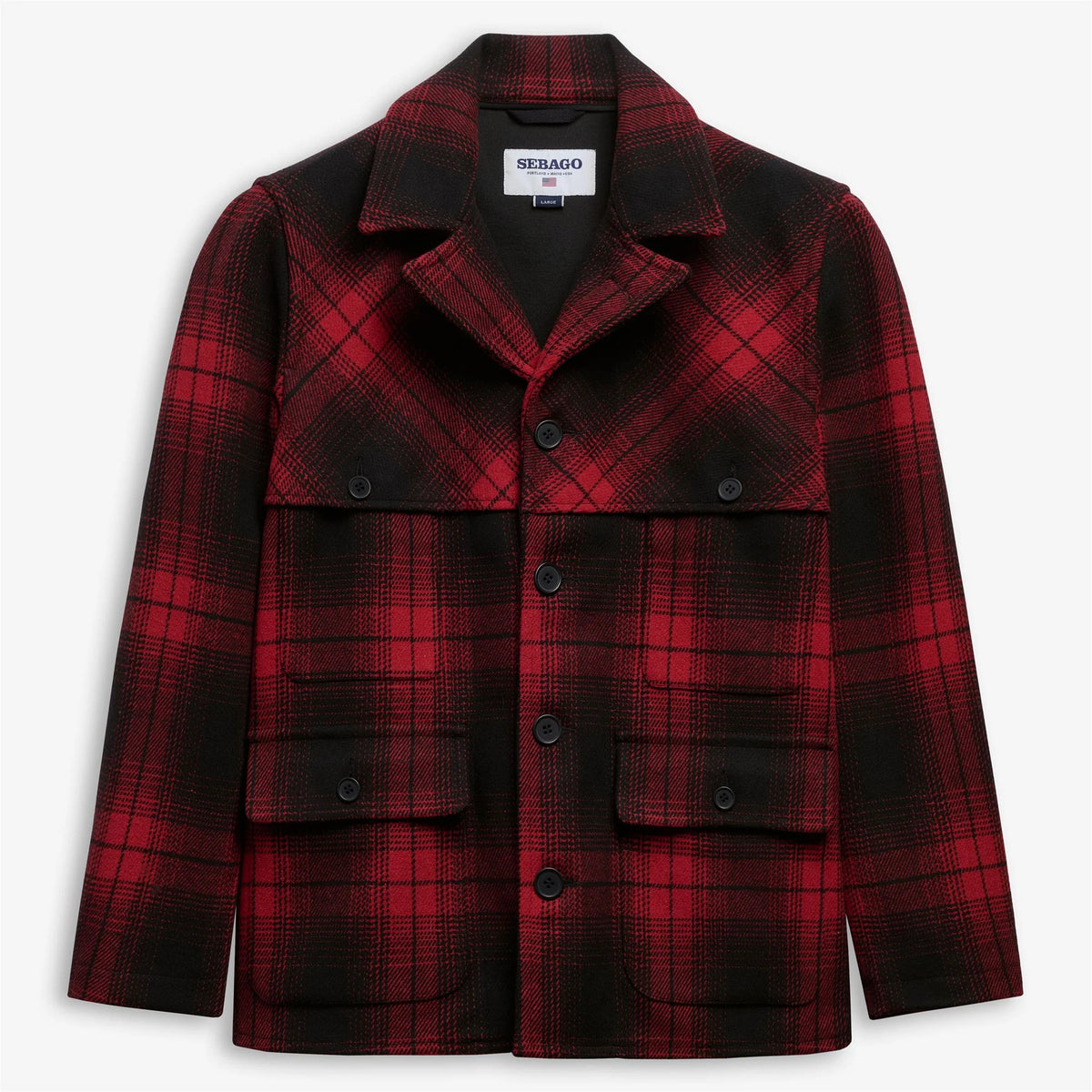 Giacca monopetto Sebago Ranger Check in lana rossa e nera