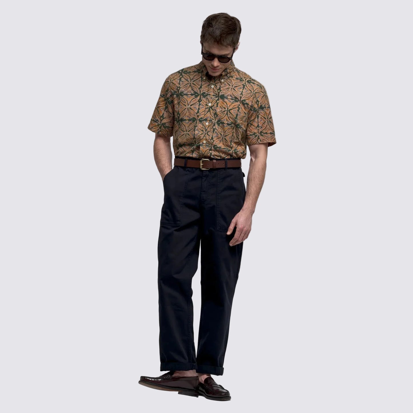 Pantalone Sebago Milton Herringbone in cotone blu