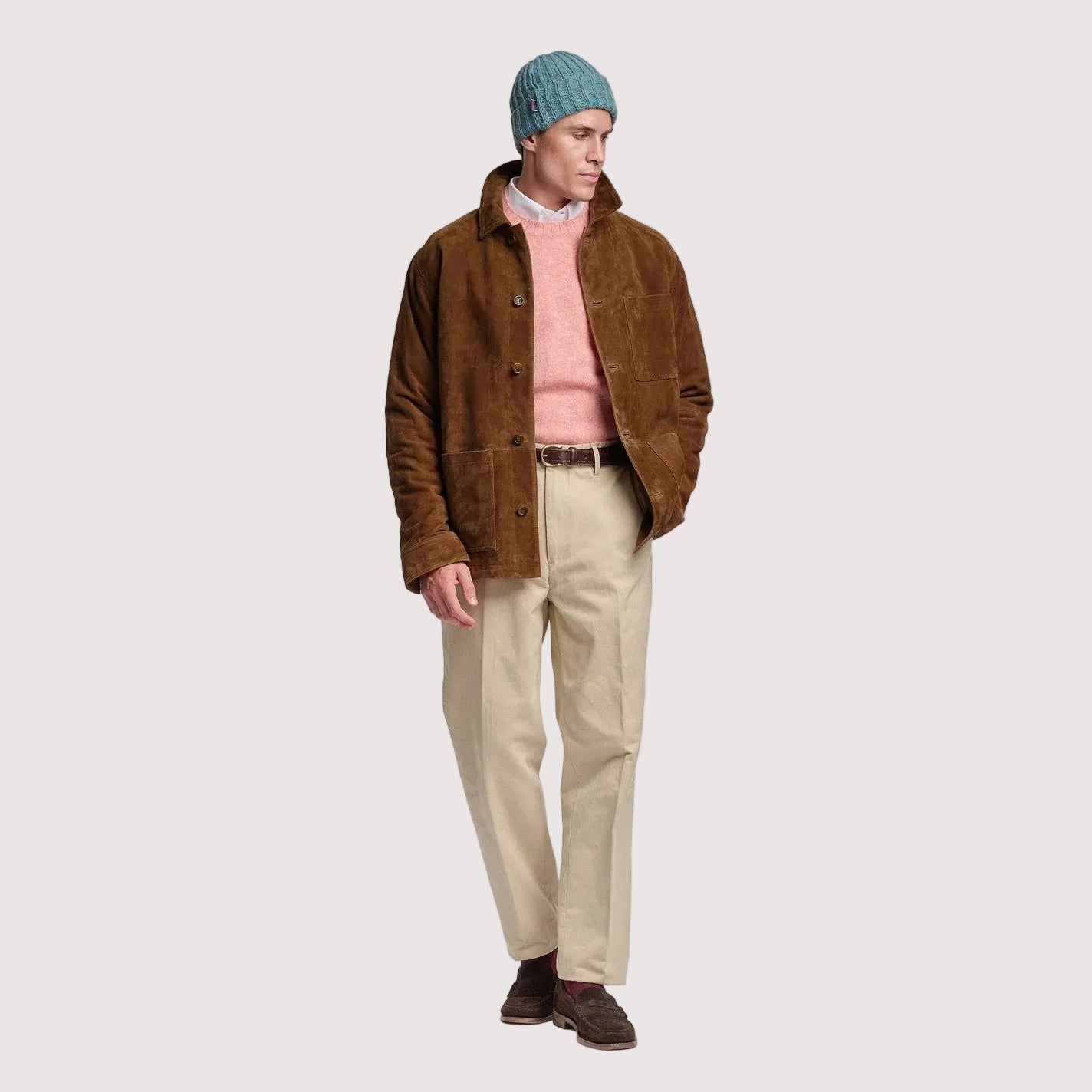 Giacca monopetto Sebago Pockwock in camoscio marrone khaki