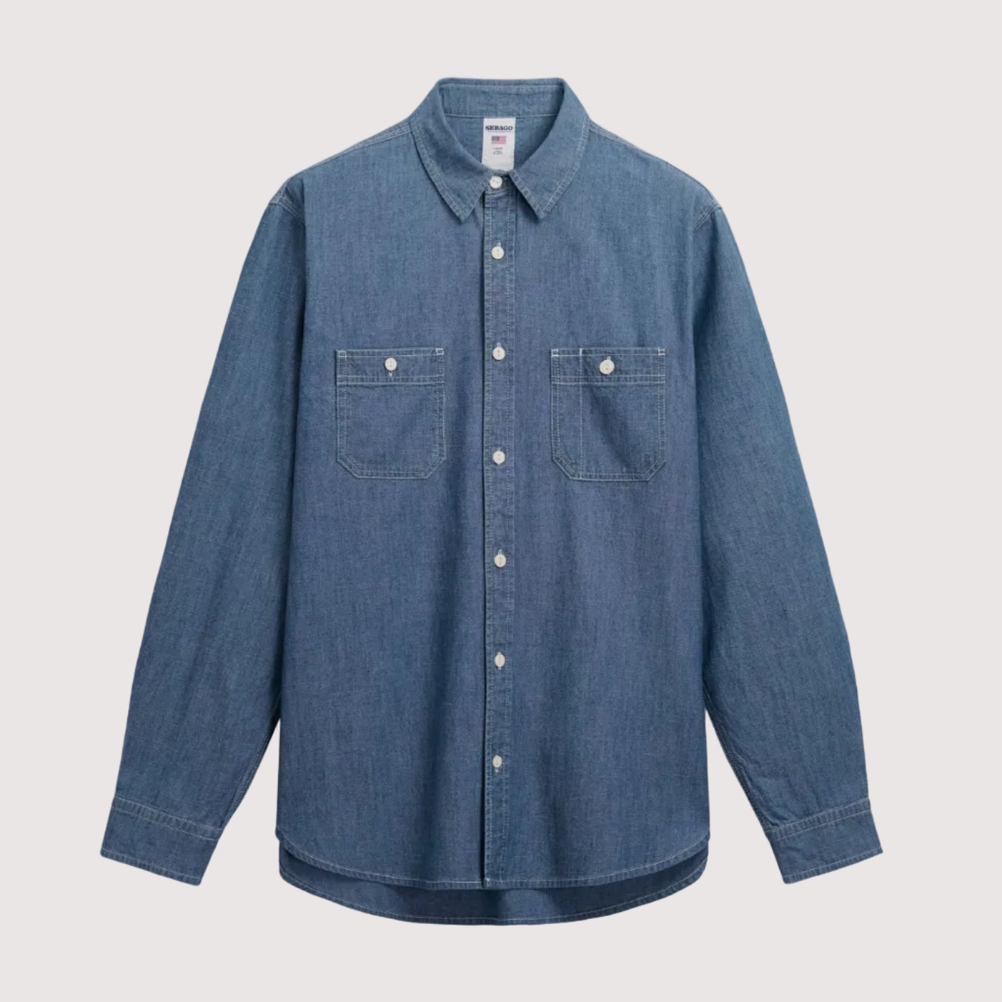 Camicia unisex Sebago Sheetbend Chambray in cotone blue jeans
