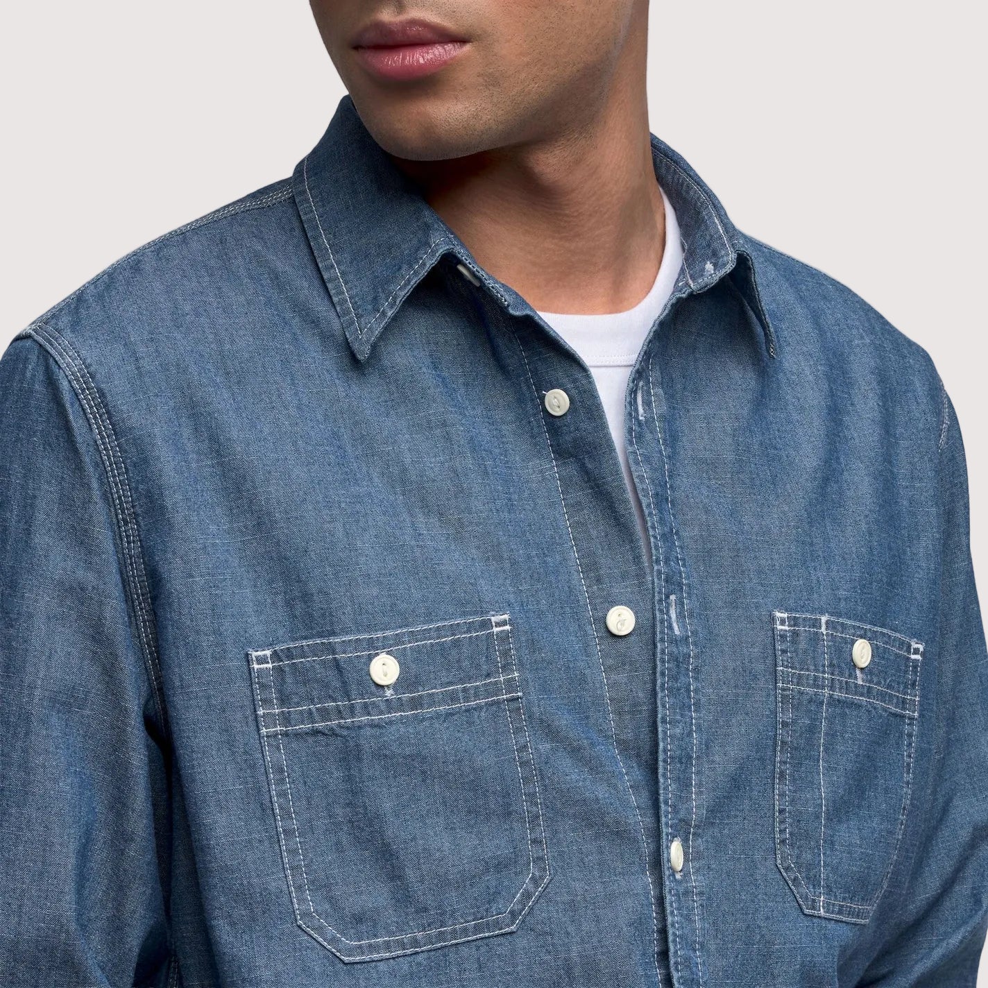 Camicia unisex Sebago Sheetbend Chambray in cotone blue jeans