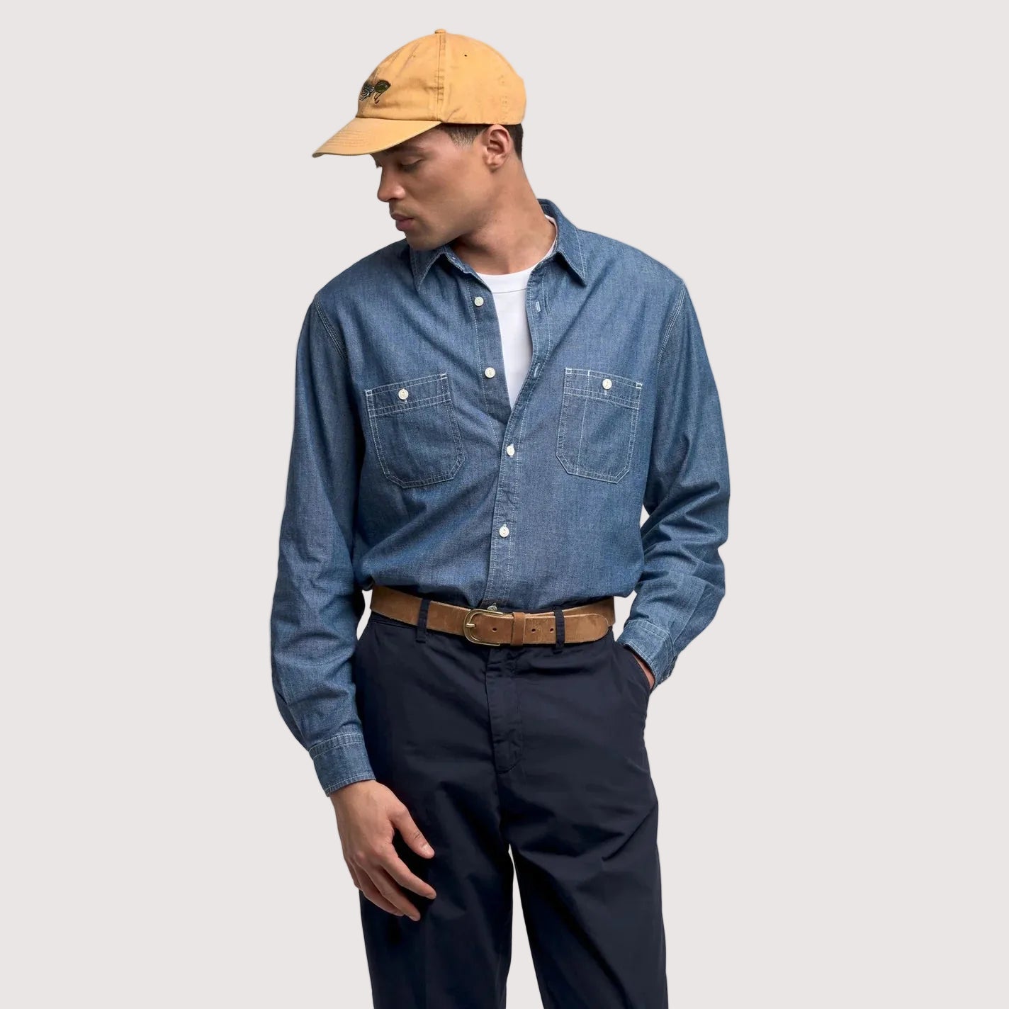 Camicia unisex Sebago Sheetbend Chambray in cotone blue jeans