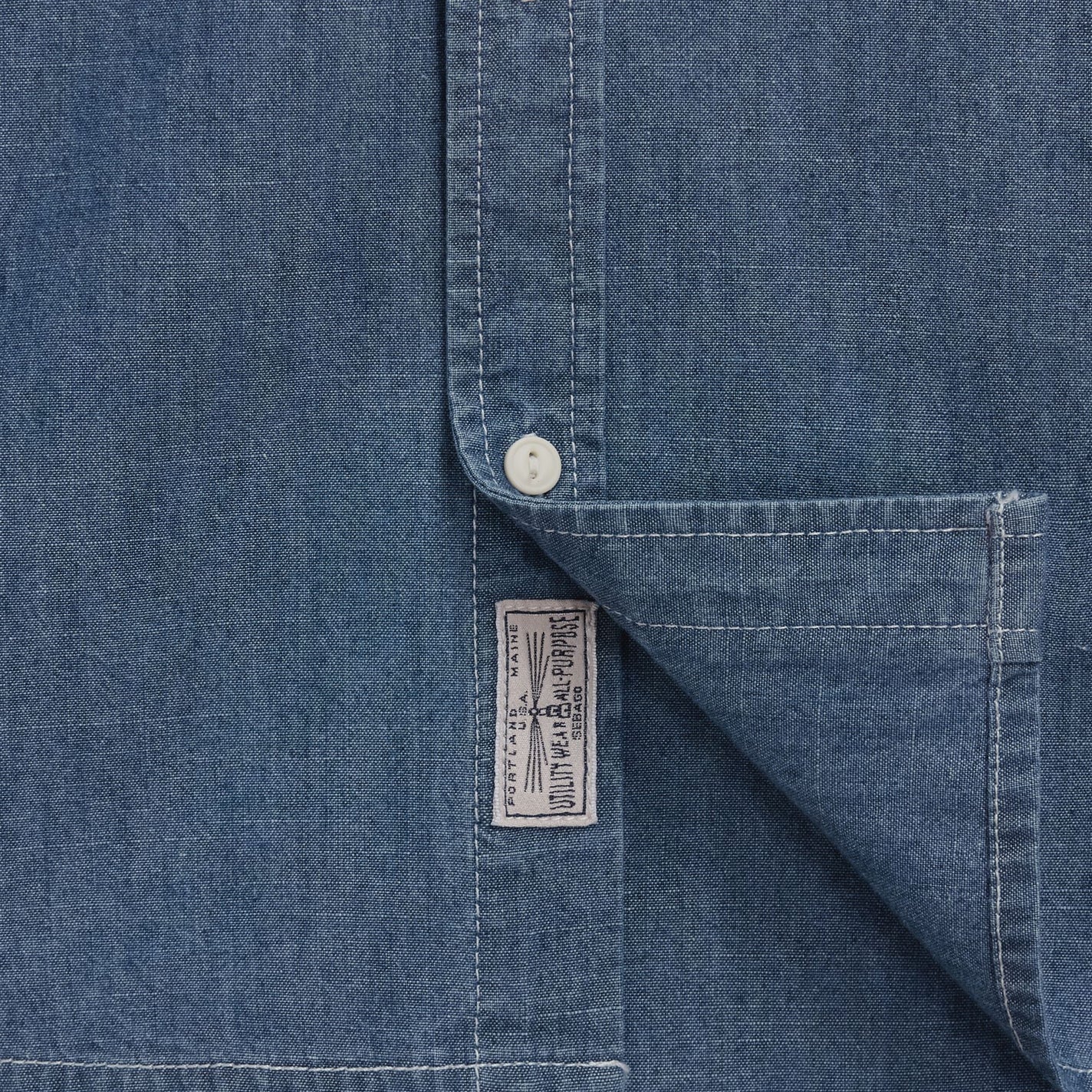Camicia unisex Sebago Sheetbend Chambray in cotone blue jeans