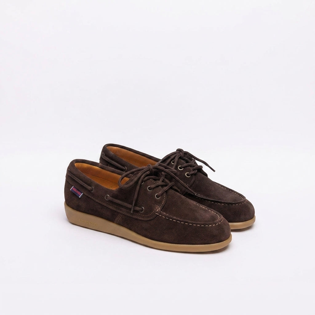 Stringata derby Sebago Gary Jobson in camoscio marrone