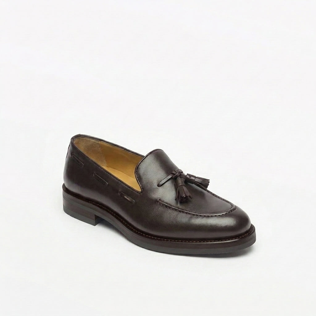 Mocassino con nappine Borghini GB03 in pelle marrone (suola in Gomma)