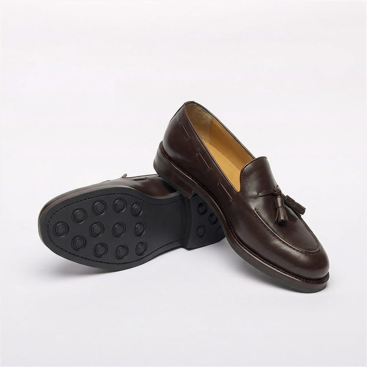 Mocassino con nappine Borghini GB03 in pelle marrone (suola in Gomma)