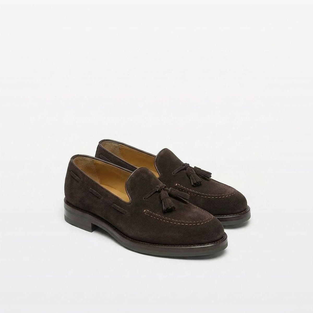 Mocassino con nappine Borghini GB03 in camoscio marrone (suola in Gomma)