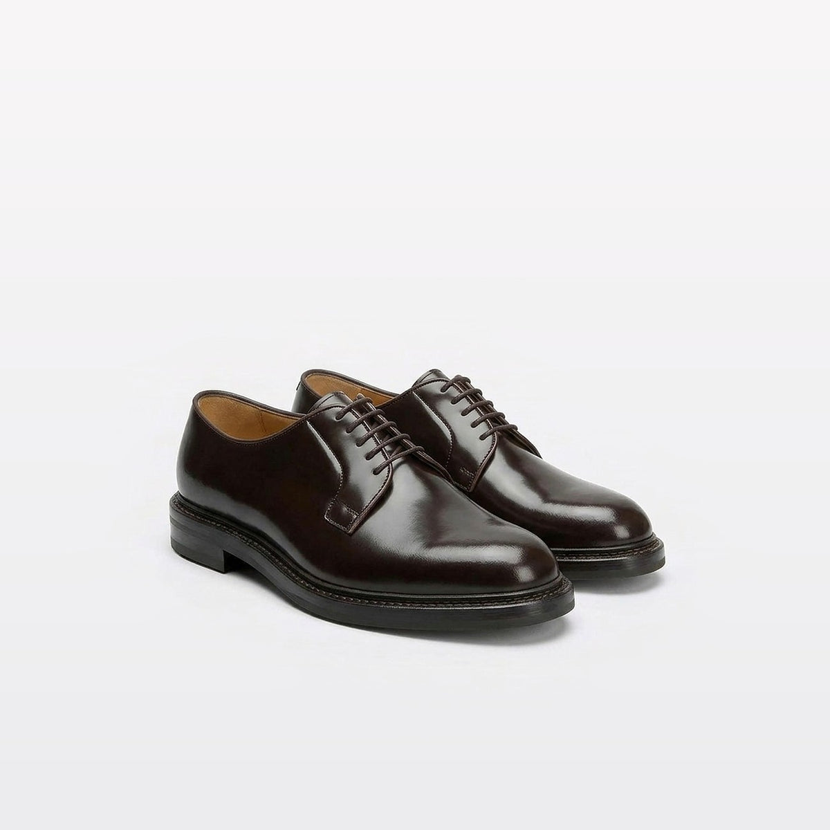 Stringata derby Borghini GB32 in pelle spazzolata marrone
