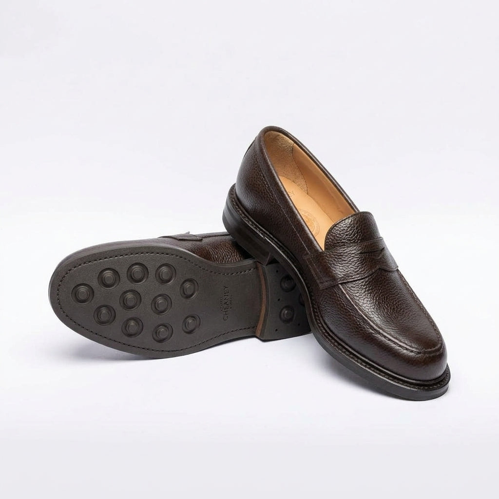 Mocassino penny Cheaney Joseph & Sons Hudson in pelle martellata marrone