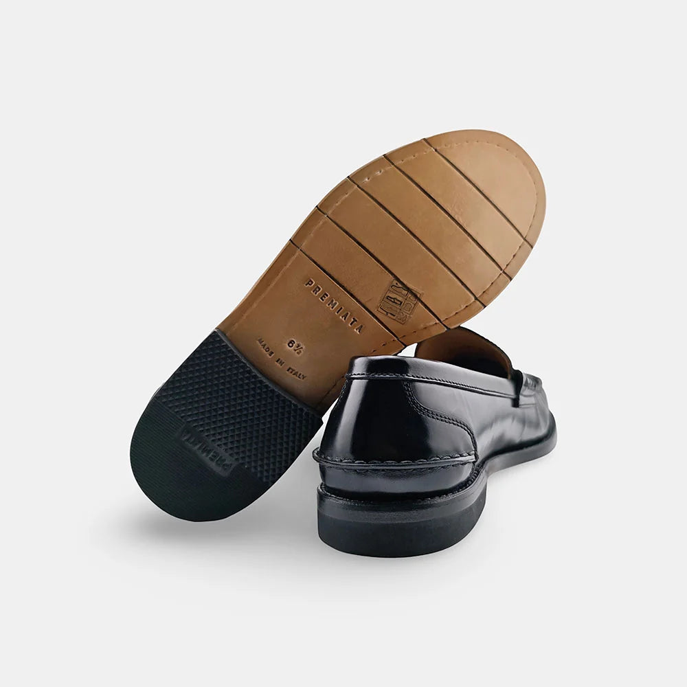 Mocassino penny Premiata 32156 in pelle spazzolata nera