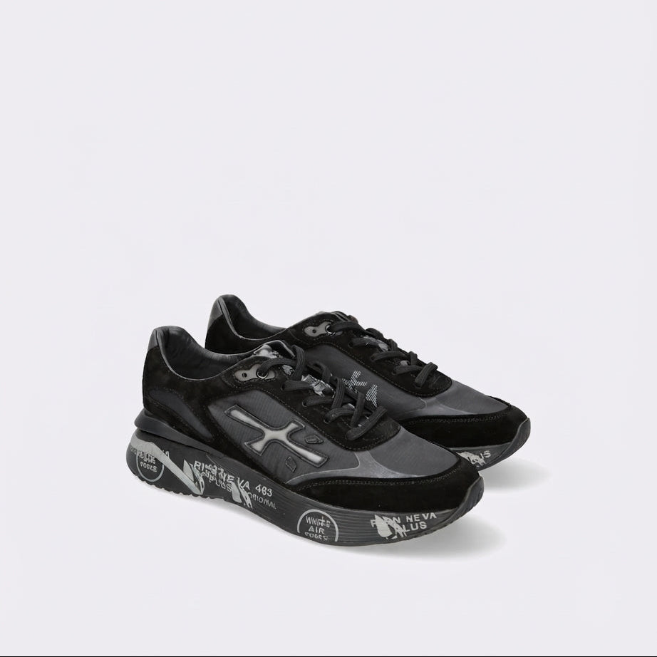 Sneaker Premiata Moerun 6445 in pelle e camoscio nero