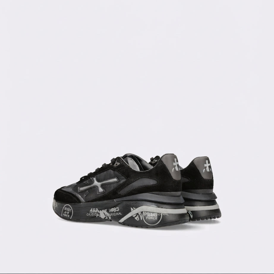 Sneaker Premiata Moerun 6445 in pelle e camoscio nero