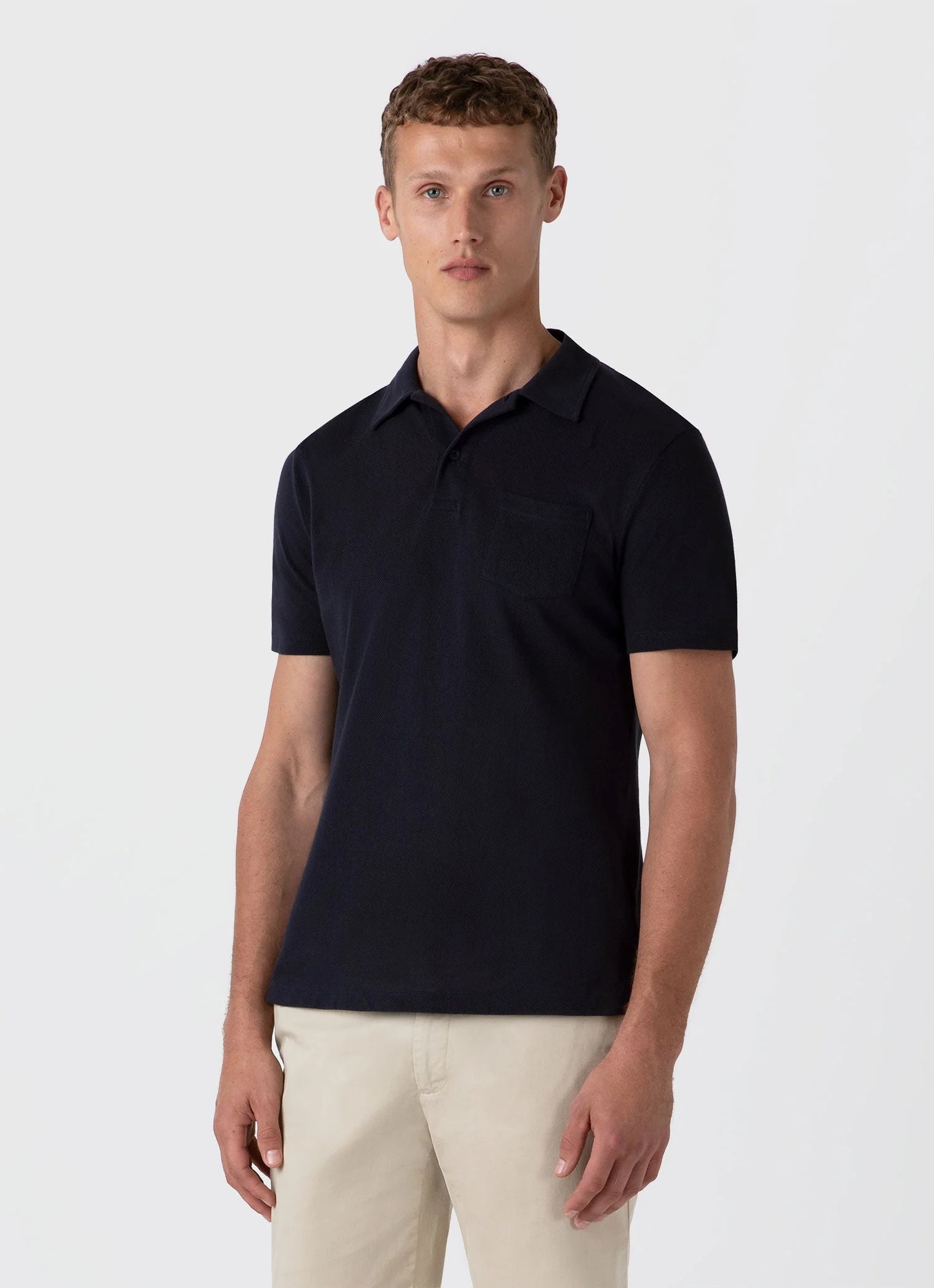 Maglietta t-shirt Sunspel Riviera Polo in cotone piqué blu