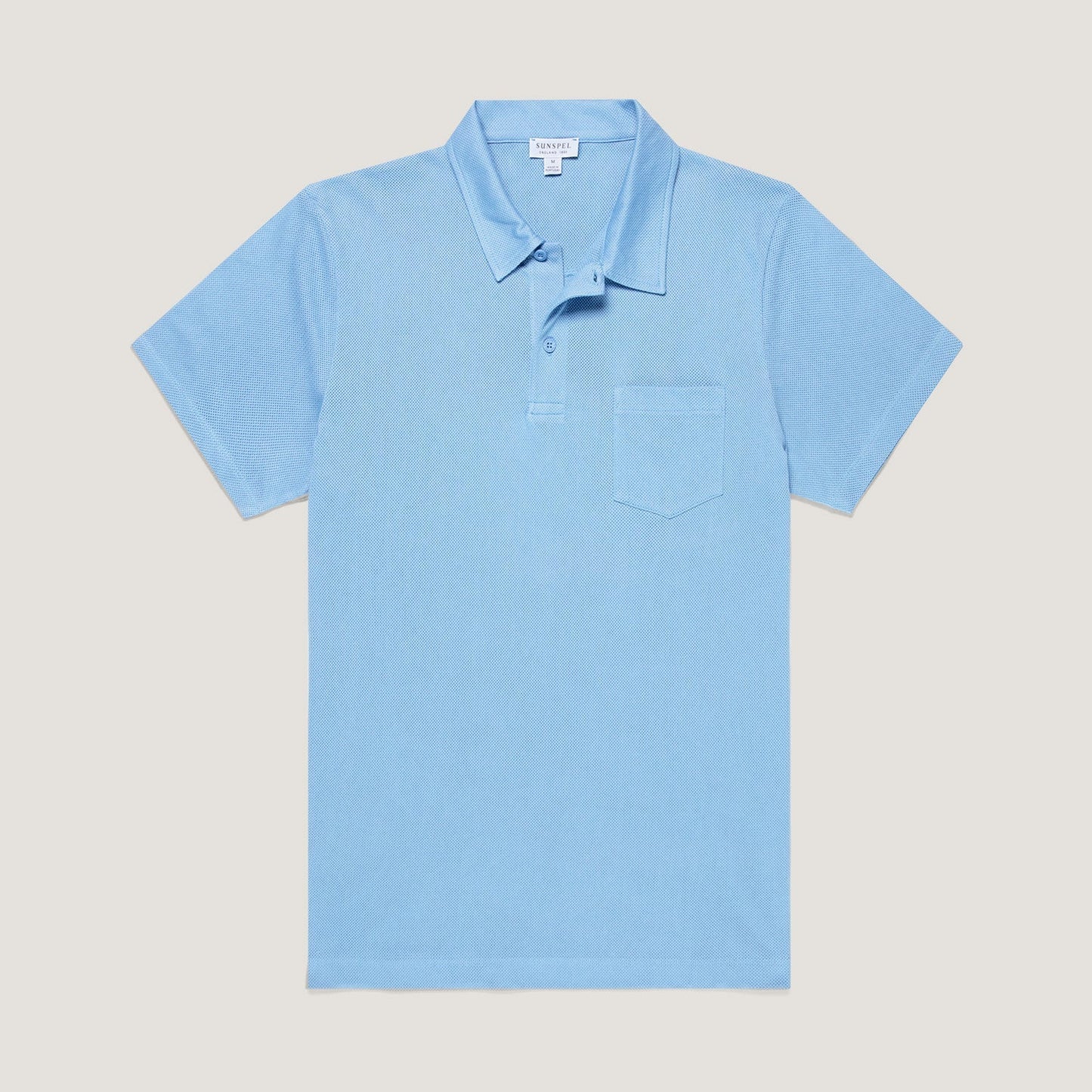 Polo a maniche corte Sunspel Riviera in cotone azzurro