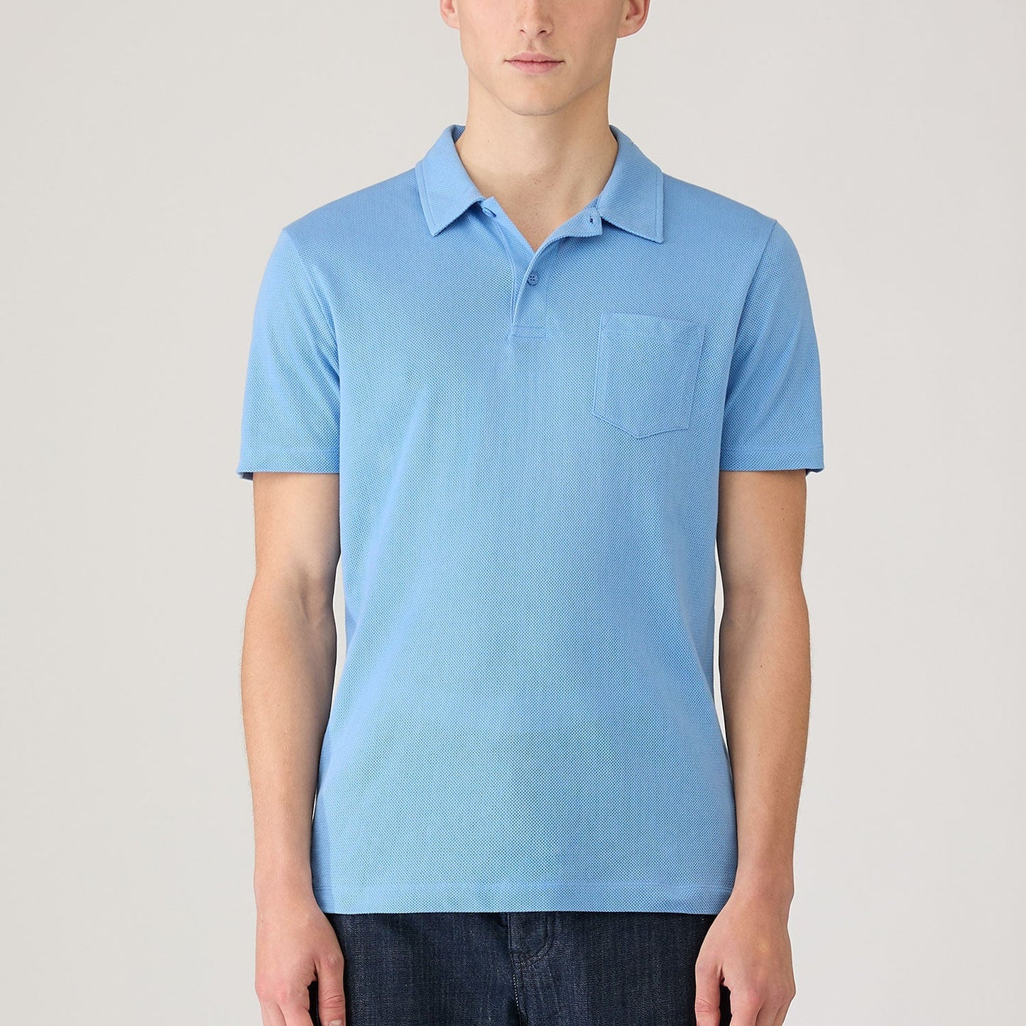 Polo a maniche corte Sunspel Riviera in cotone azzurro