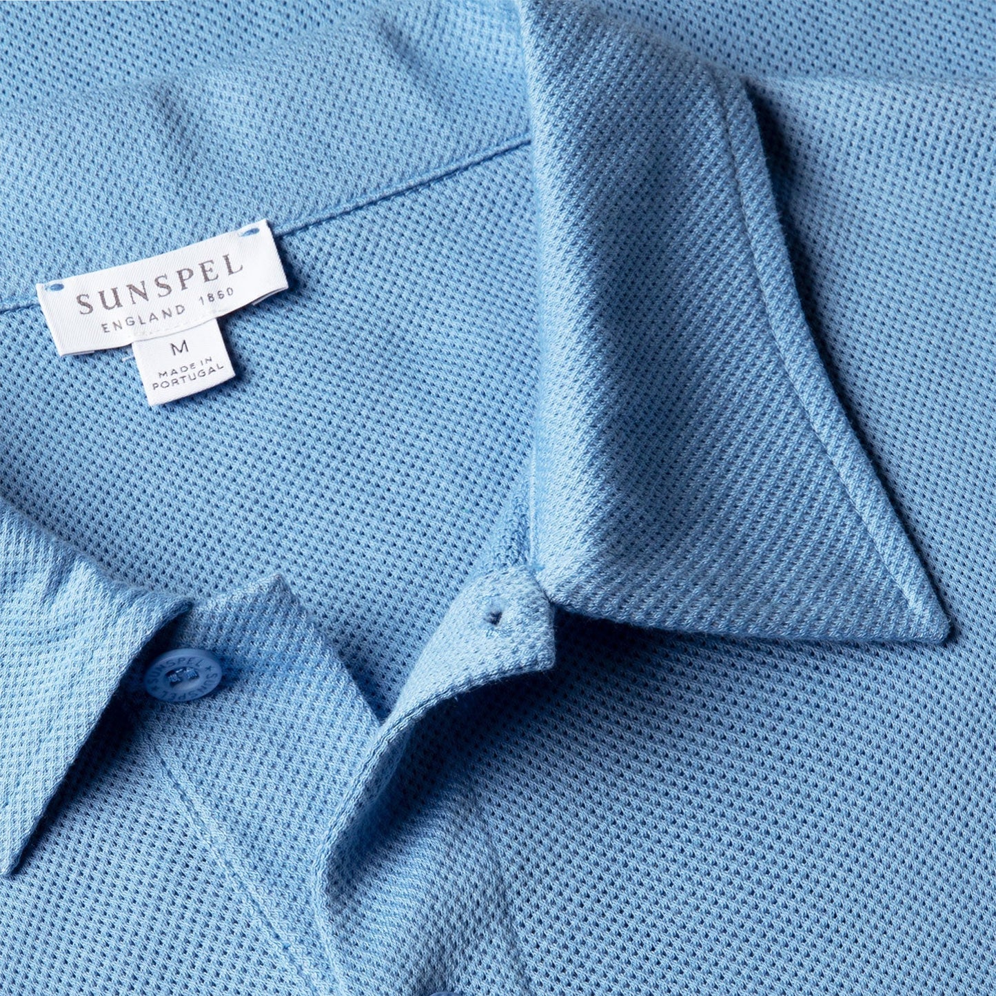 Polo a maniche corte Sunspel Riviera in cotone azzurro