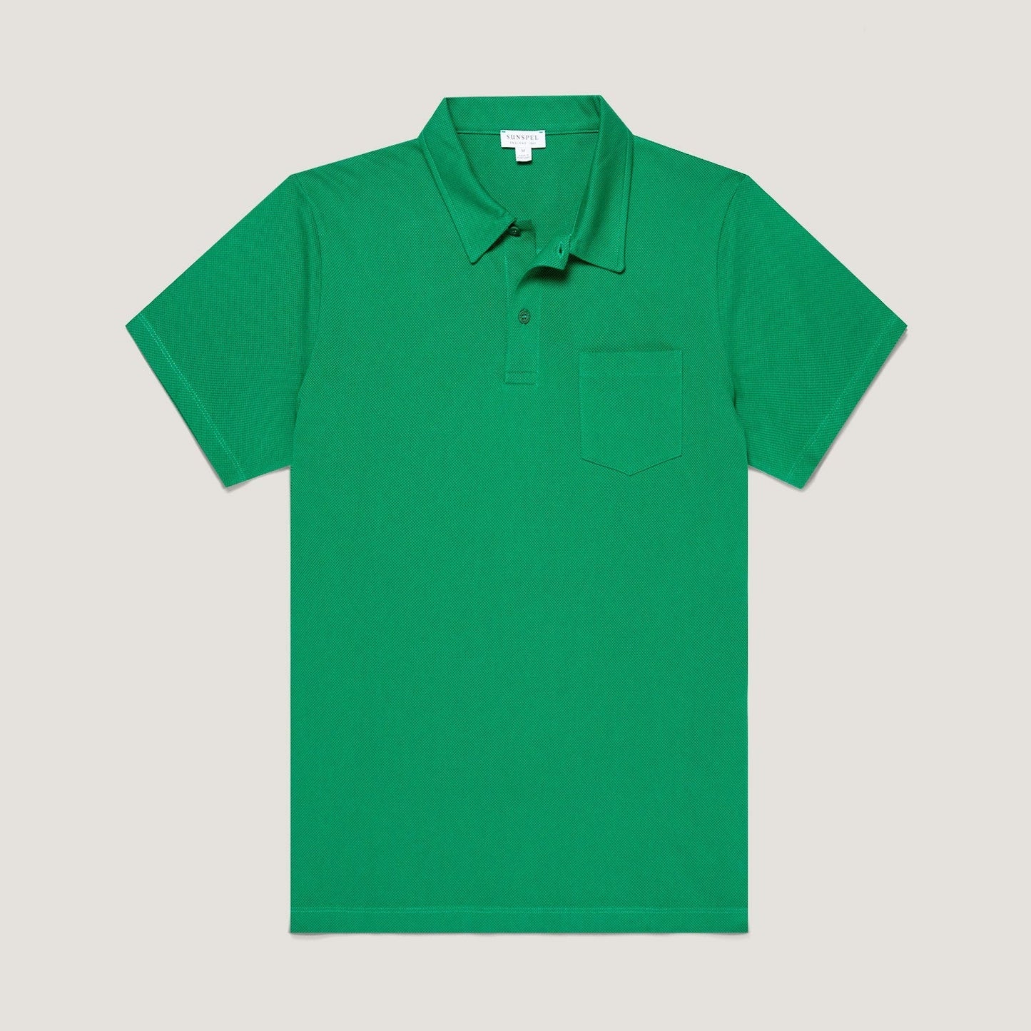 Polo a maniche corte Sunspel Riviera in cotone verde brillante