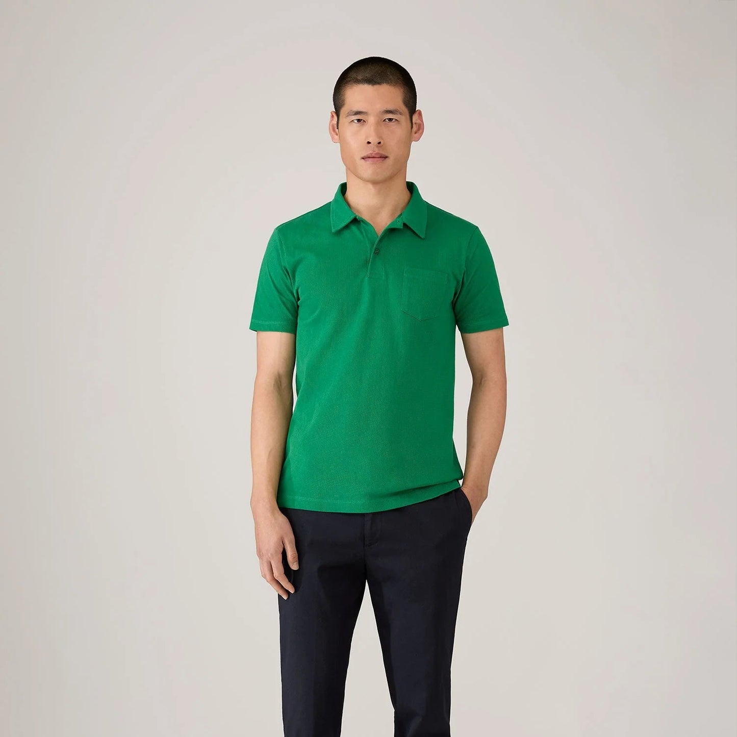 Polo a maniche corte Sunspel Riviera in cotone verde brillante