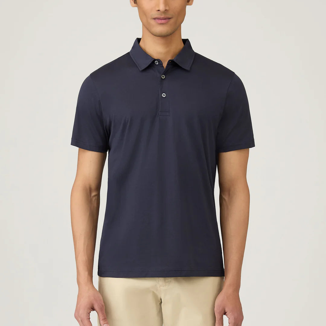 Sunspel Riviera Polo t-shirt in blue pique cotton