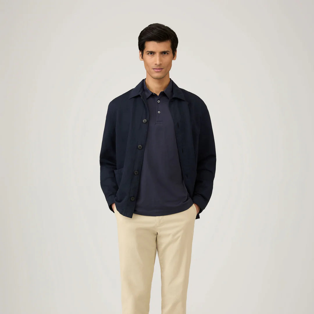 Sunspel Riviera Polo t-shirt in blue pique cotton