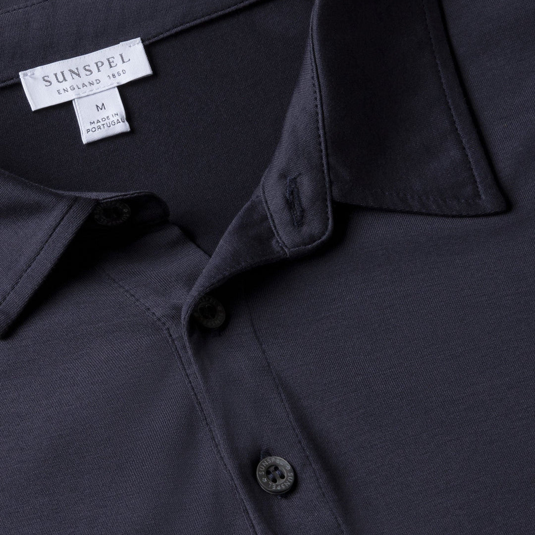 Sunspel Riviera Polo t-shirt in blue pique cotton