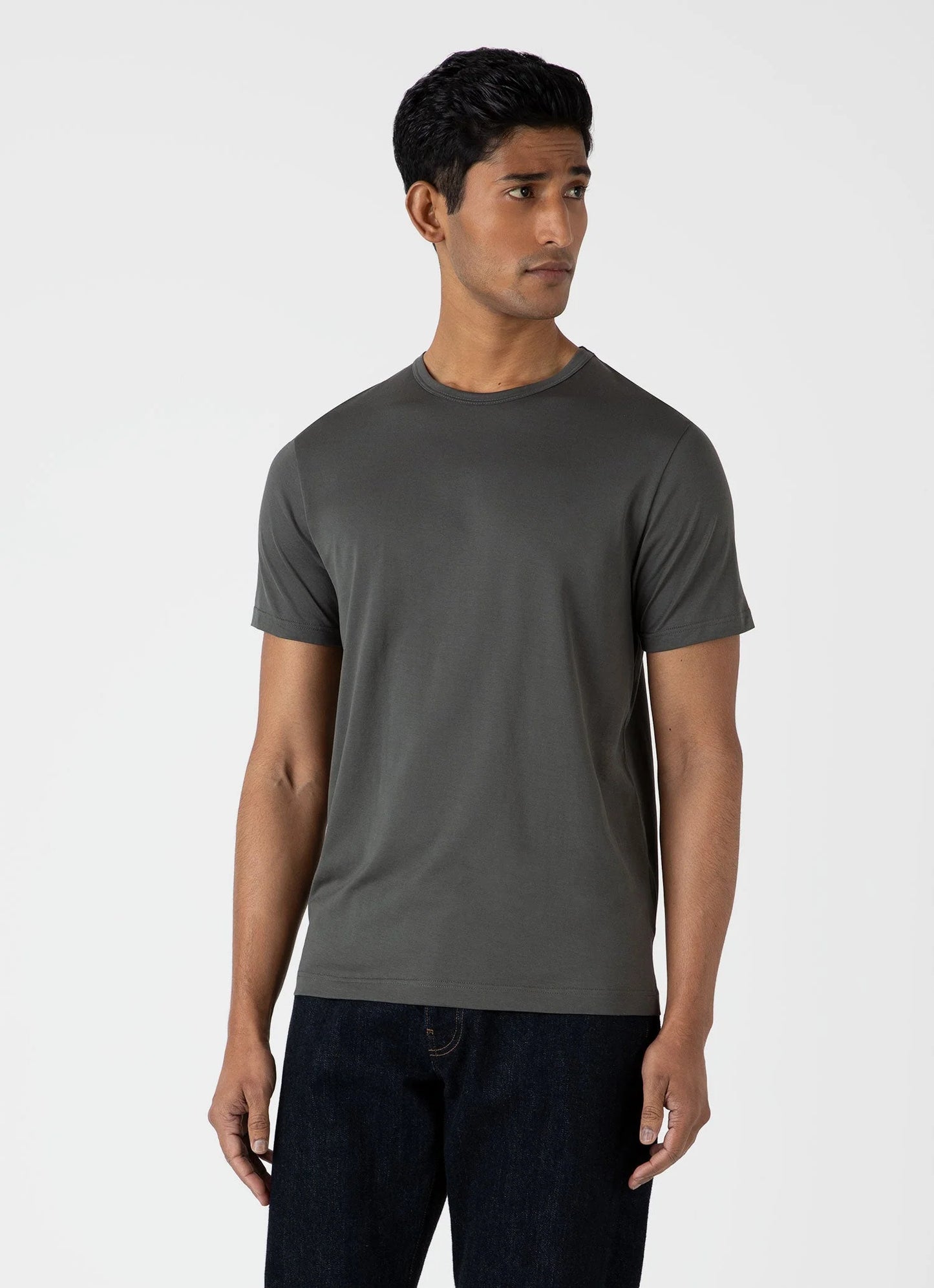 Maglietta t-shirt classica Sunspel in cotone grigio