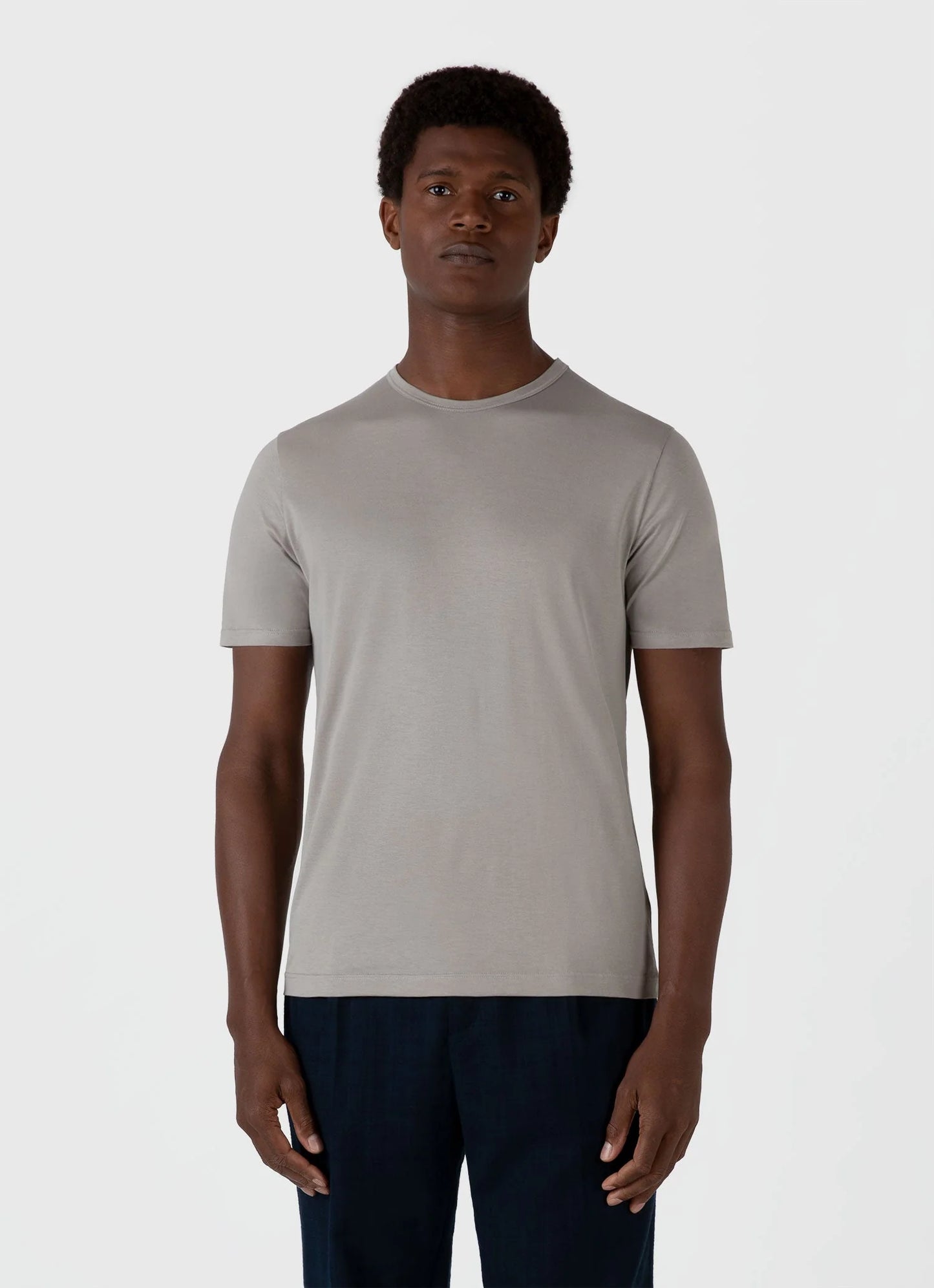 Maglietta t-shirt classica Sunspel in cotone grigio cemento