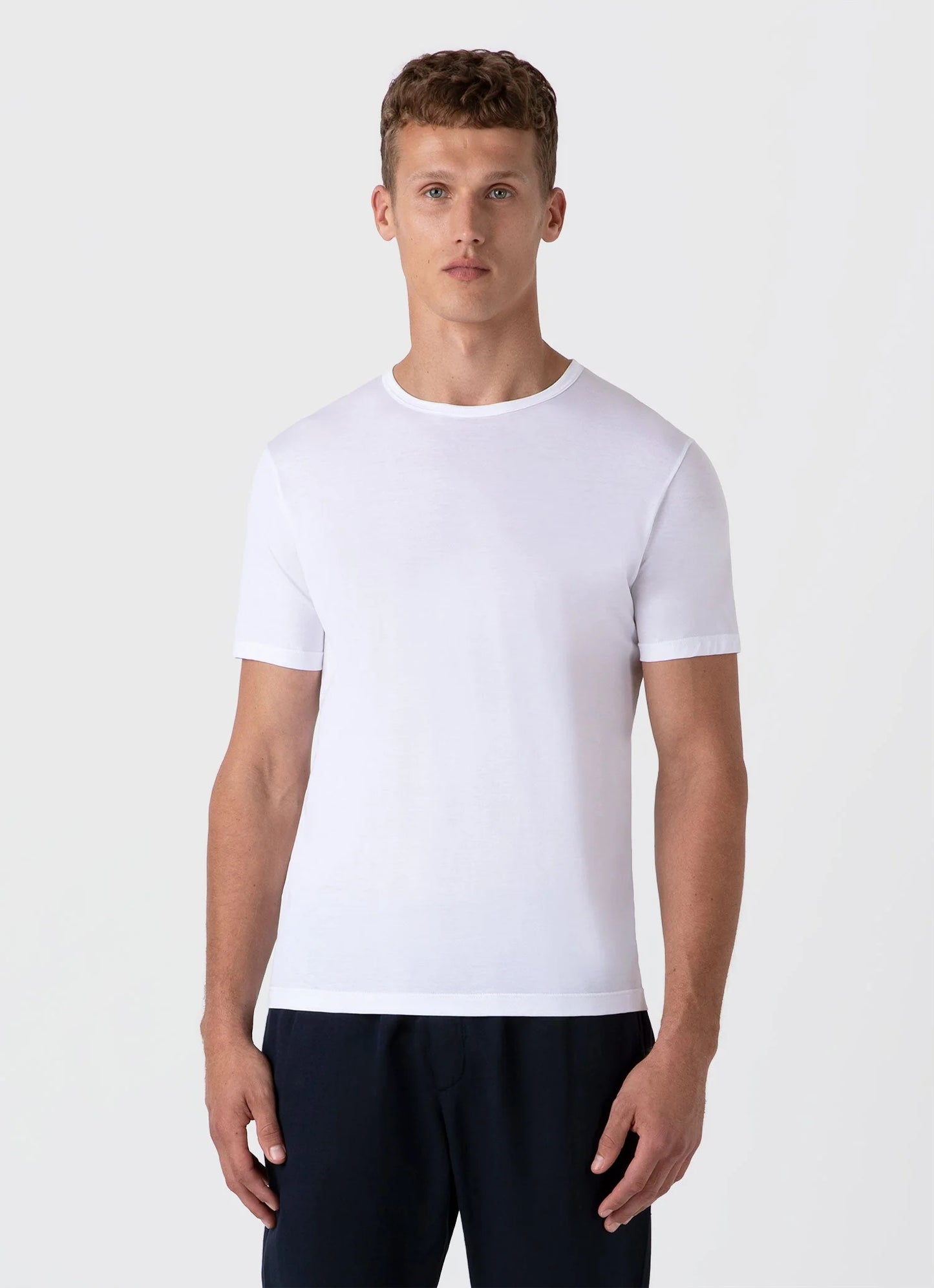 Maglietta t-shirt classica Sunspel in cotone bianco