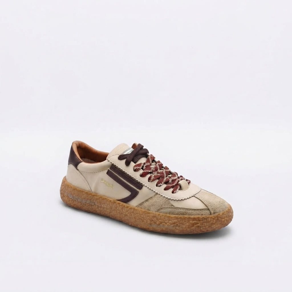 Sneaker eco-friendly Puraai Champagne in pelle e camoscio beige