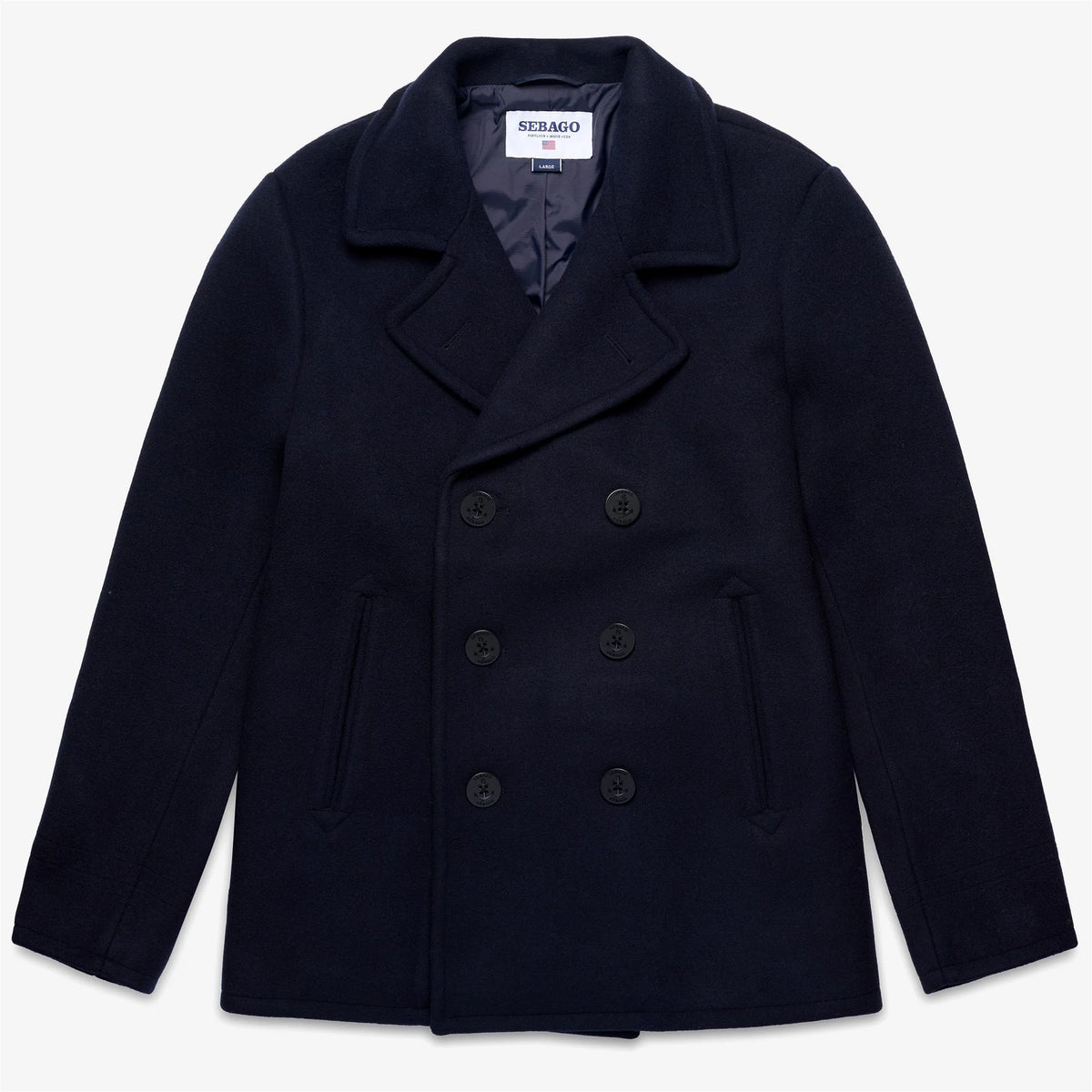 Caban doppiopetto Sebago Reefers Bonded Wool in misto lana blu