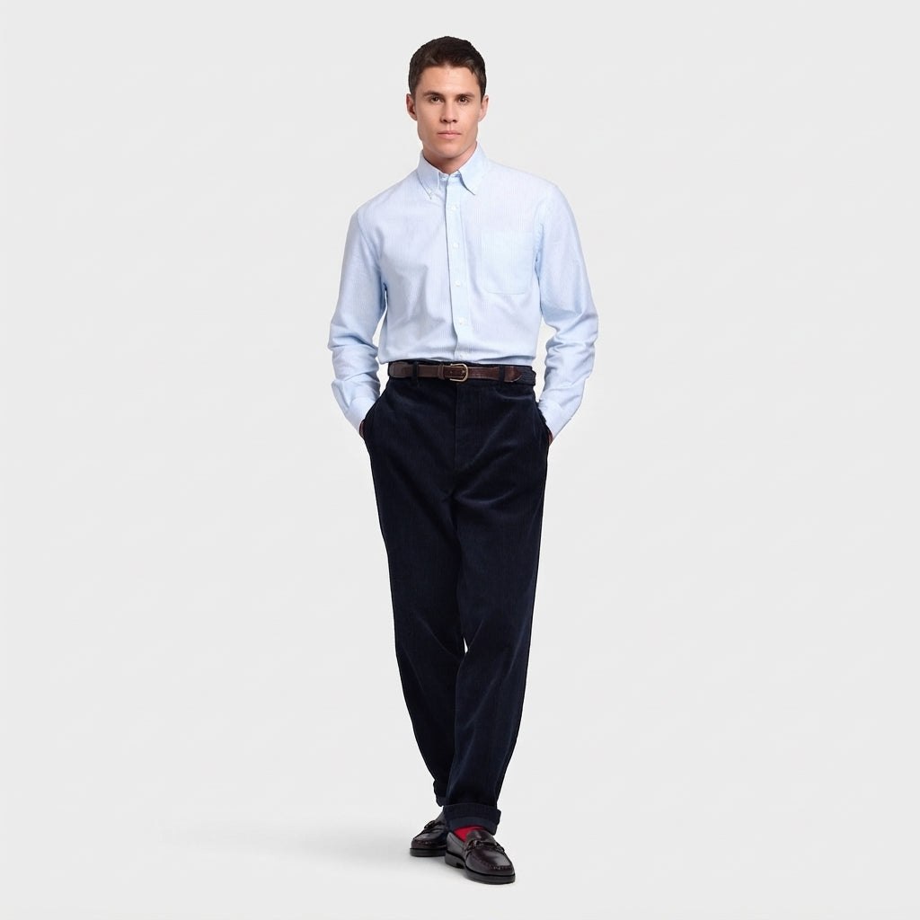 Pantalone Sebago Milton Herringbone in cotone blu