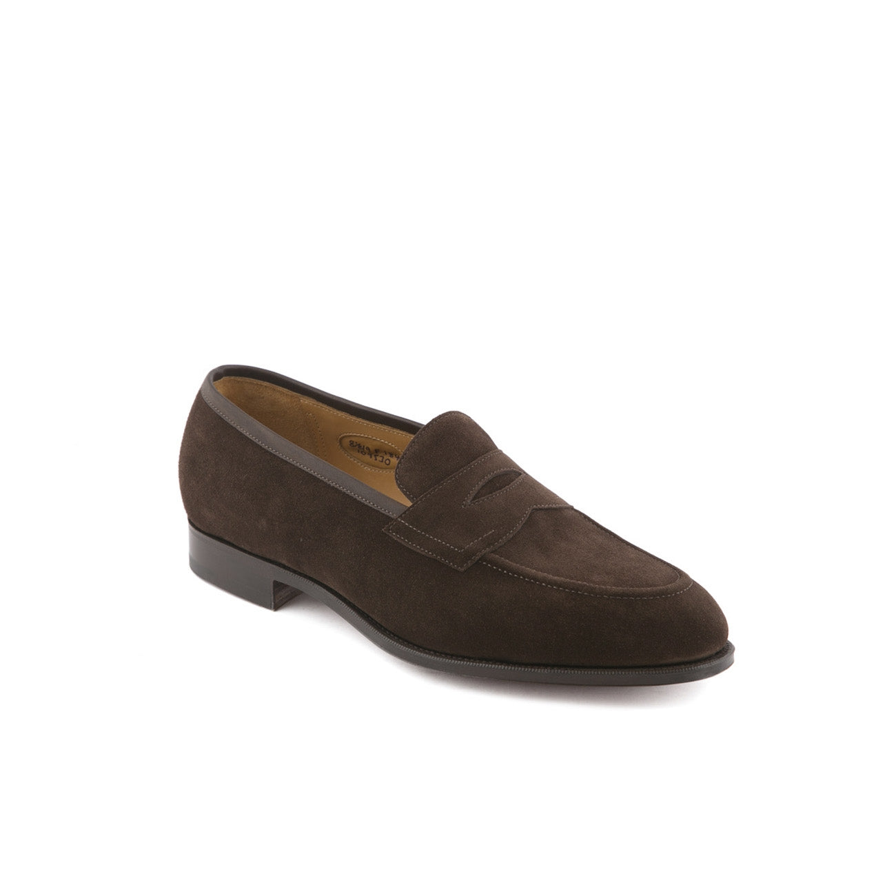 Edward Green Piccadilly penny loafer moccasin in brown suede – Borghini