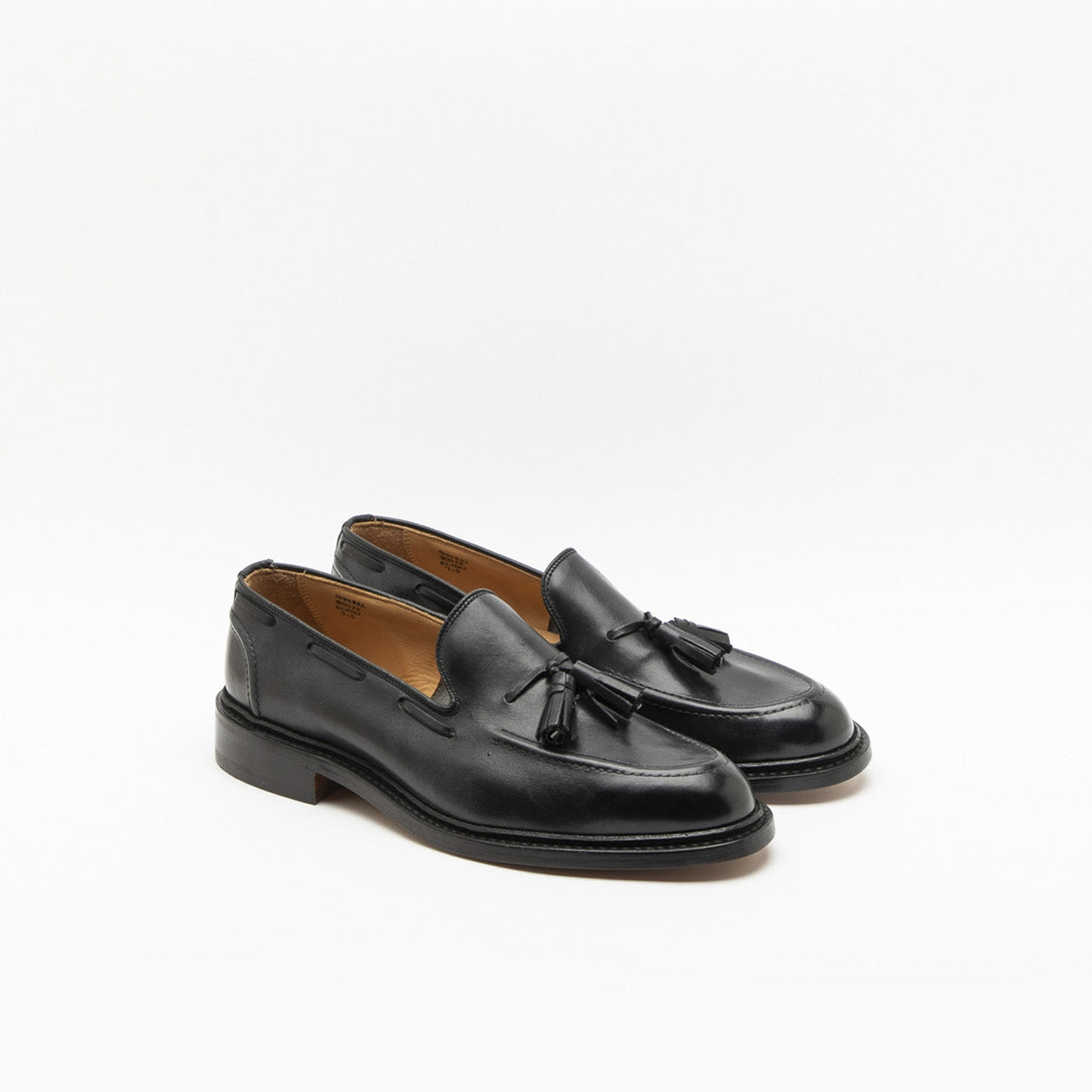 Tricker's Elton tassel loafer in black leather (leather sole