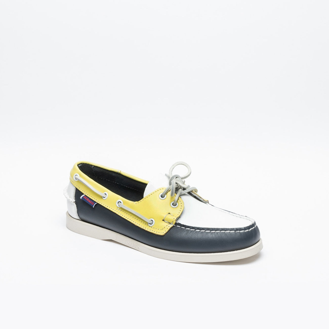 Mocassino Sebago Portland in pelle blu, giallo, bianco