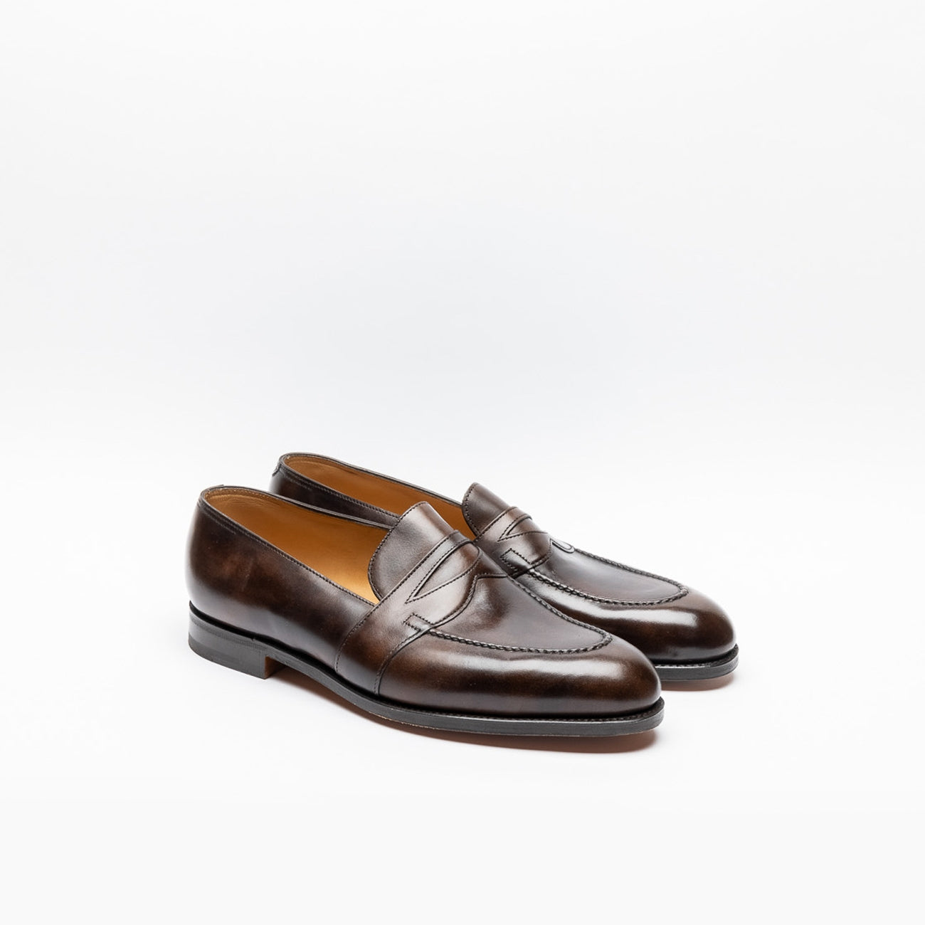 John Lobb Fencote penny loafer moccasin in brown leather