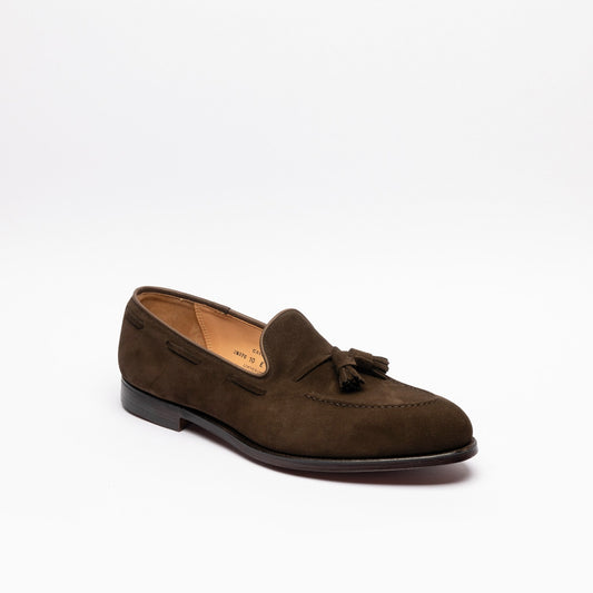 Mocassino Crockett & Jones Cavendish con nappine in pelle scamosciata marrone scuro