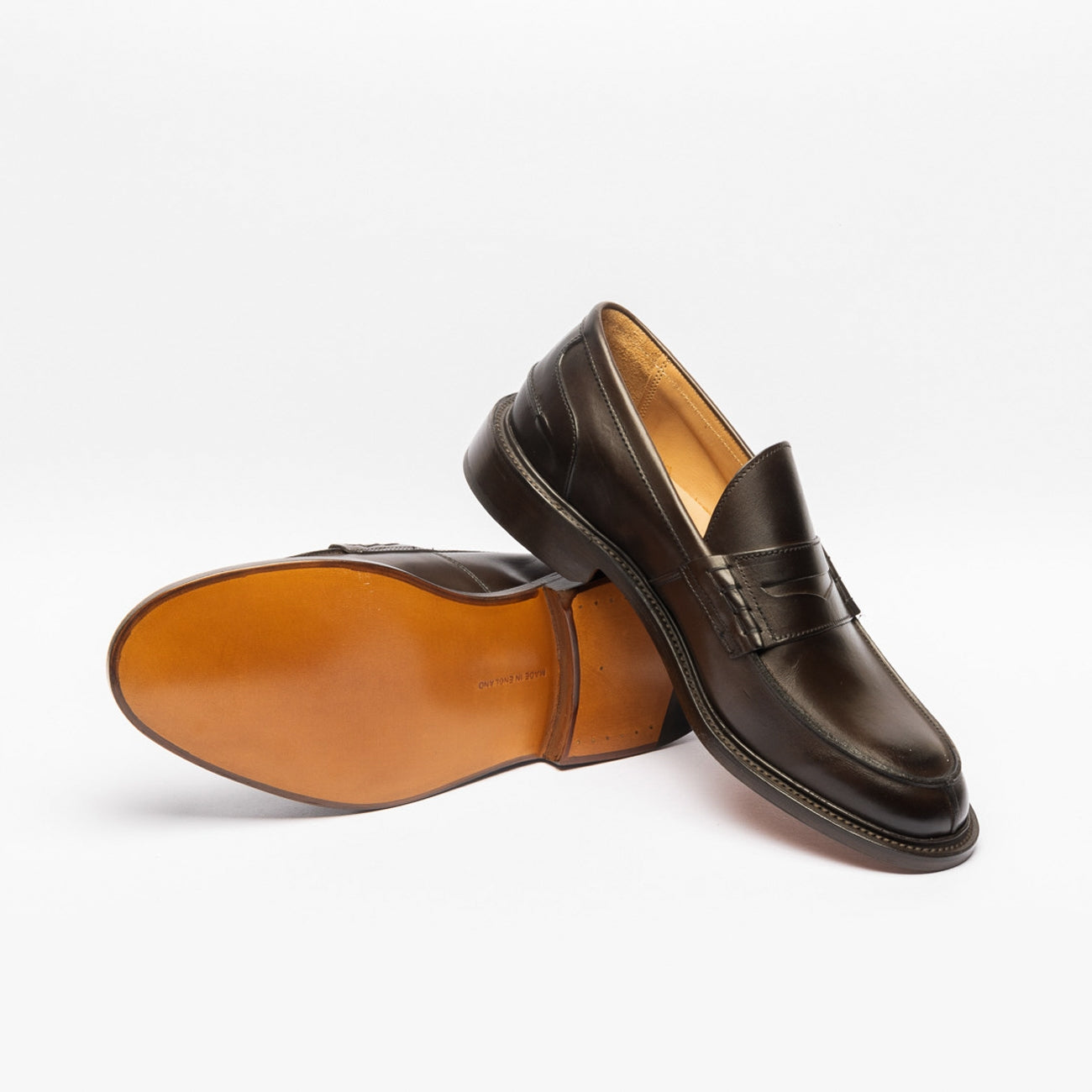 Tricker's James penny loafer moccasin in brown leather