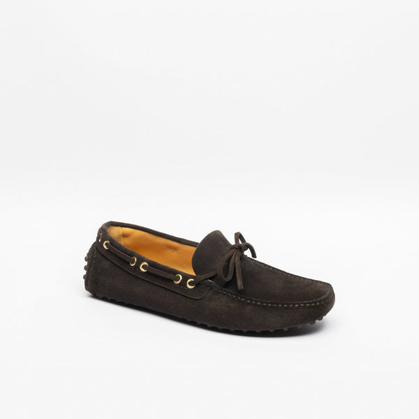 ローファー・オックスフォード CAR SHOE MOCASSINO DRIVING IN SUEDE CON NAPPINE Car Shoe Driver Moccasin Dark Green Suede at CareOfCarl.com