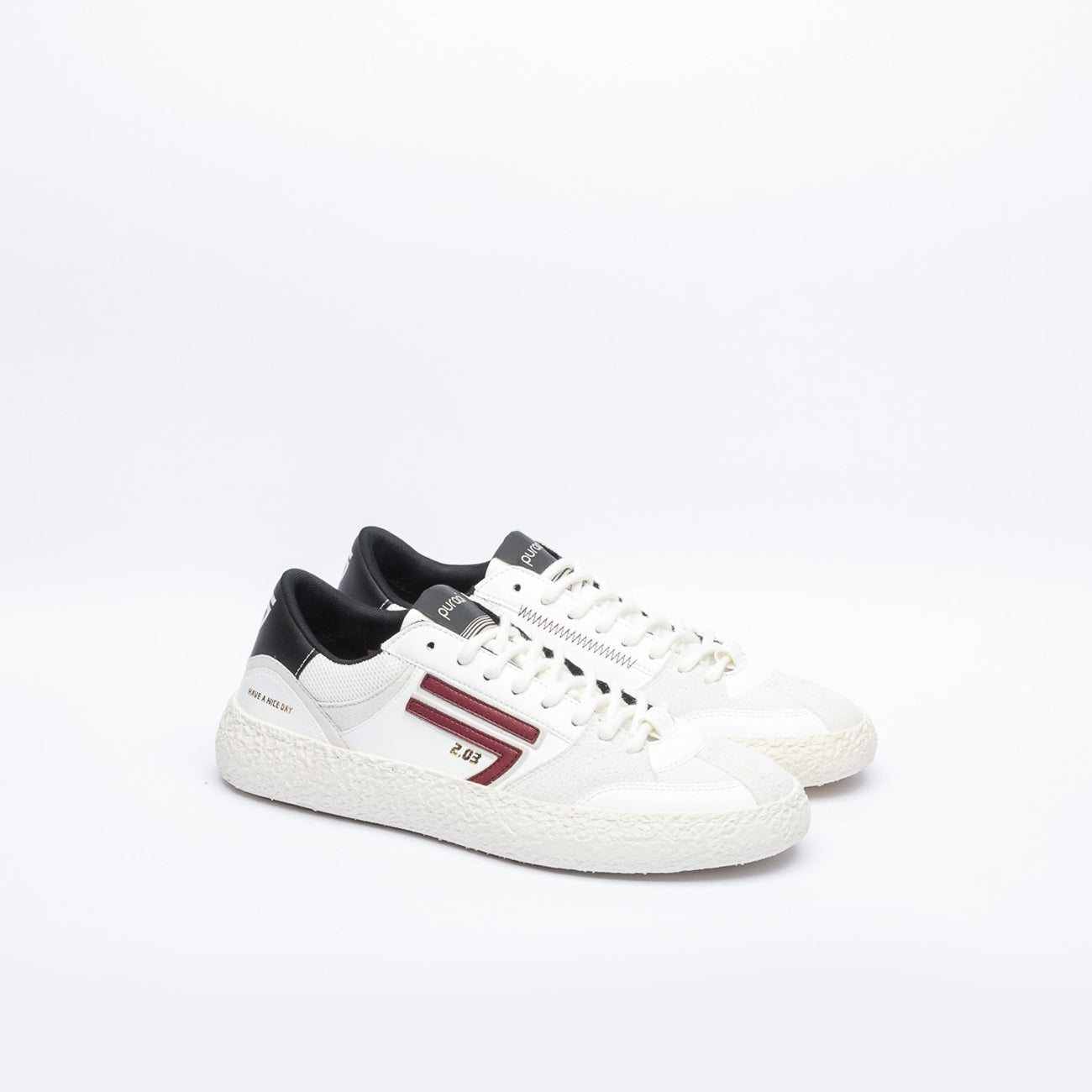 Sneaker ecosostenibile Puraai in pelle bianca con logo rosso