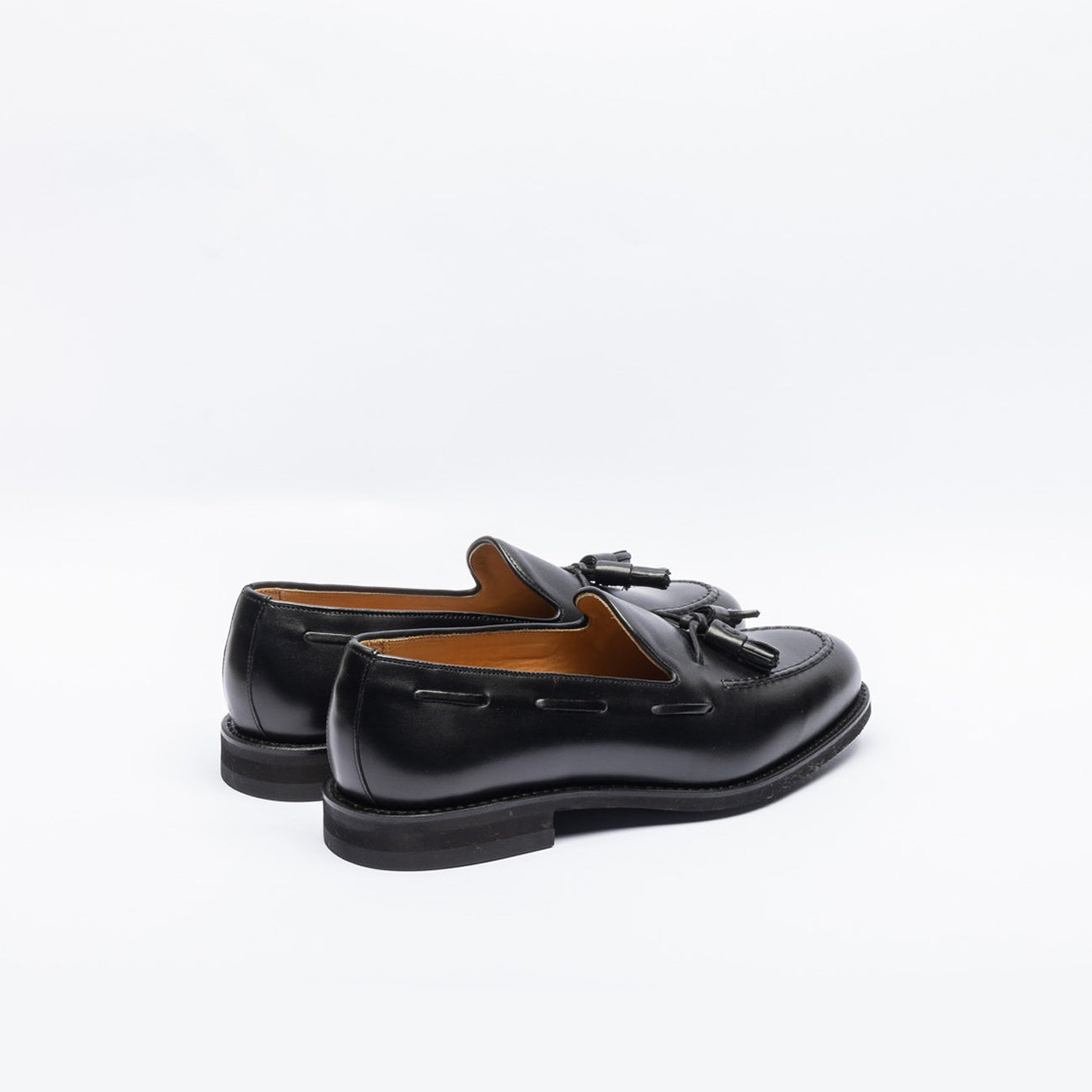 Berwick 8491 tassel loafer in black leather Dainite sole Borghini