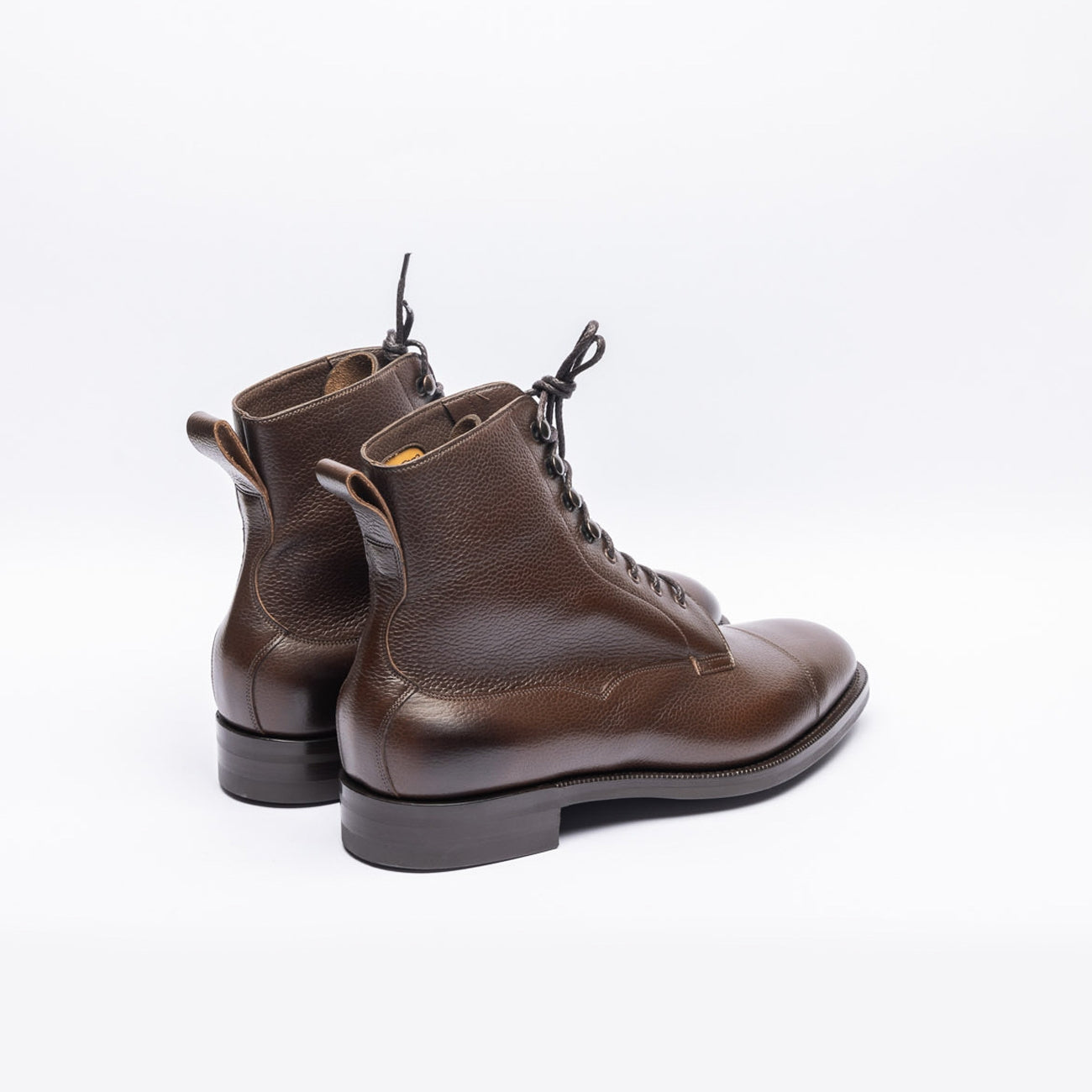 Edward Green Galway derby ankle boot in brown grained leather